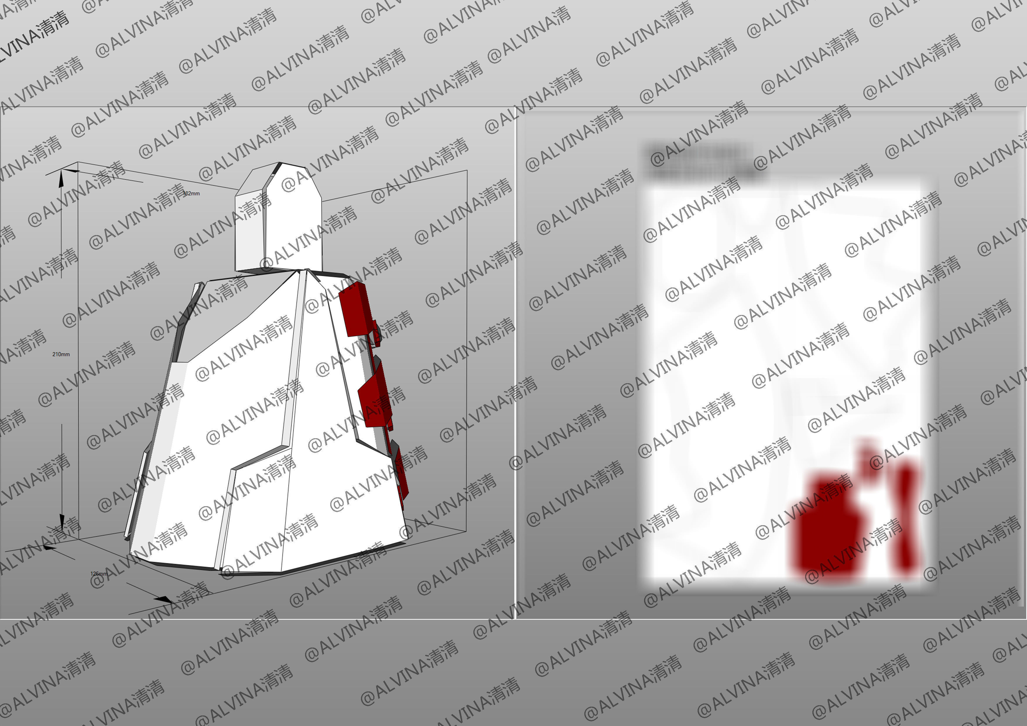 Gundam Astray Red Frame KAI Pepakura Foam Cosplay Template Low-poly 3D model_13