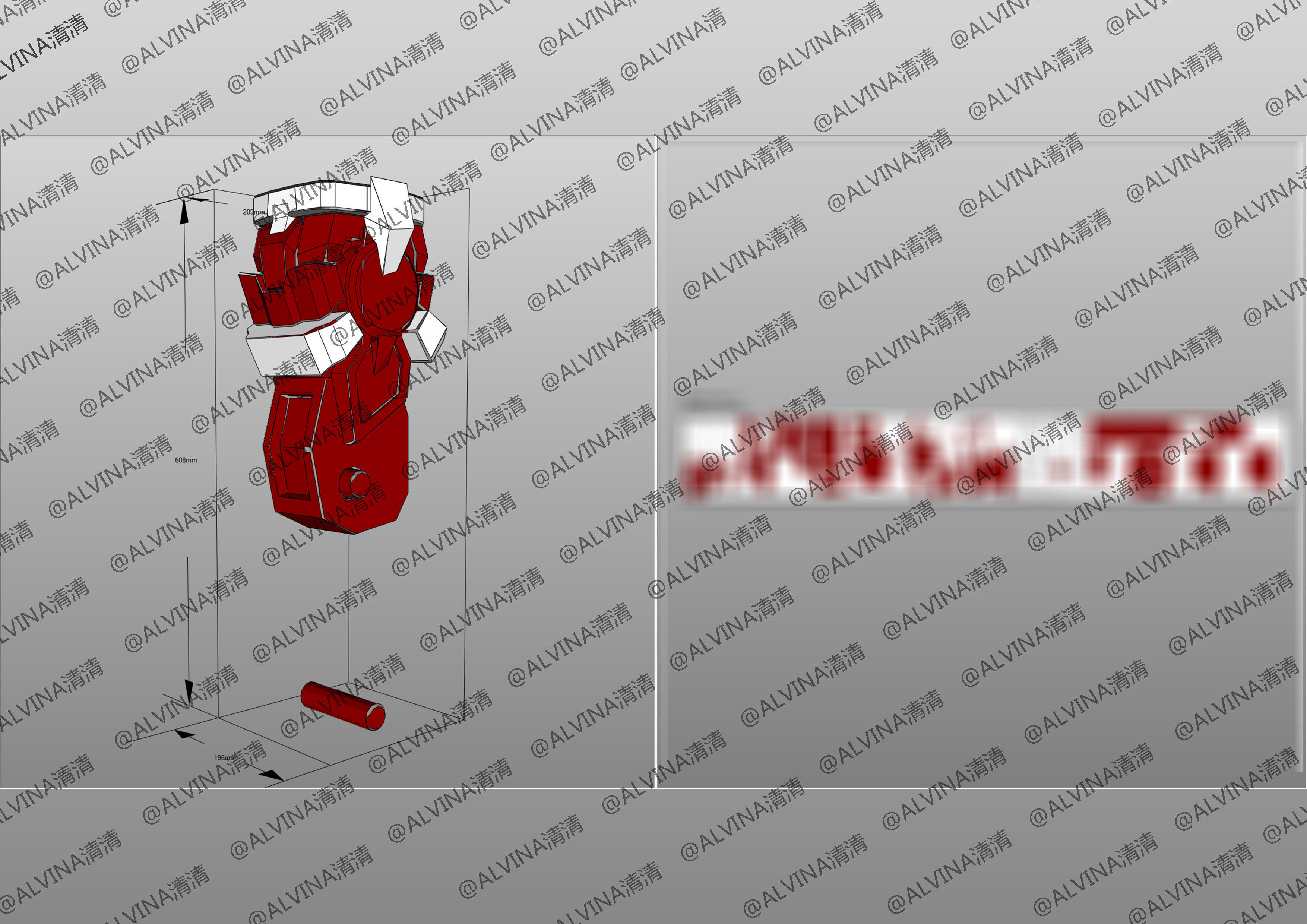 Gundam Astray Red Frame KAI Pepakura Foam Cosplay Template Low-poly 3D model_21