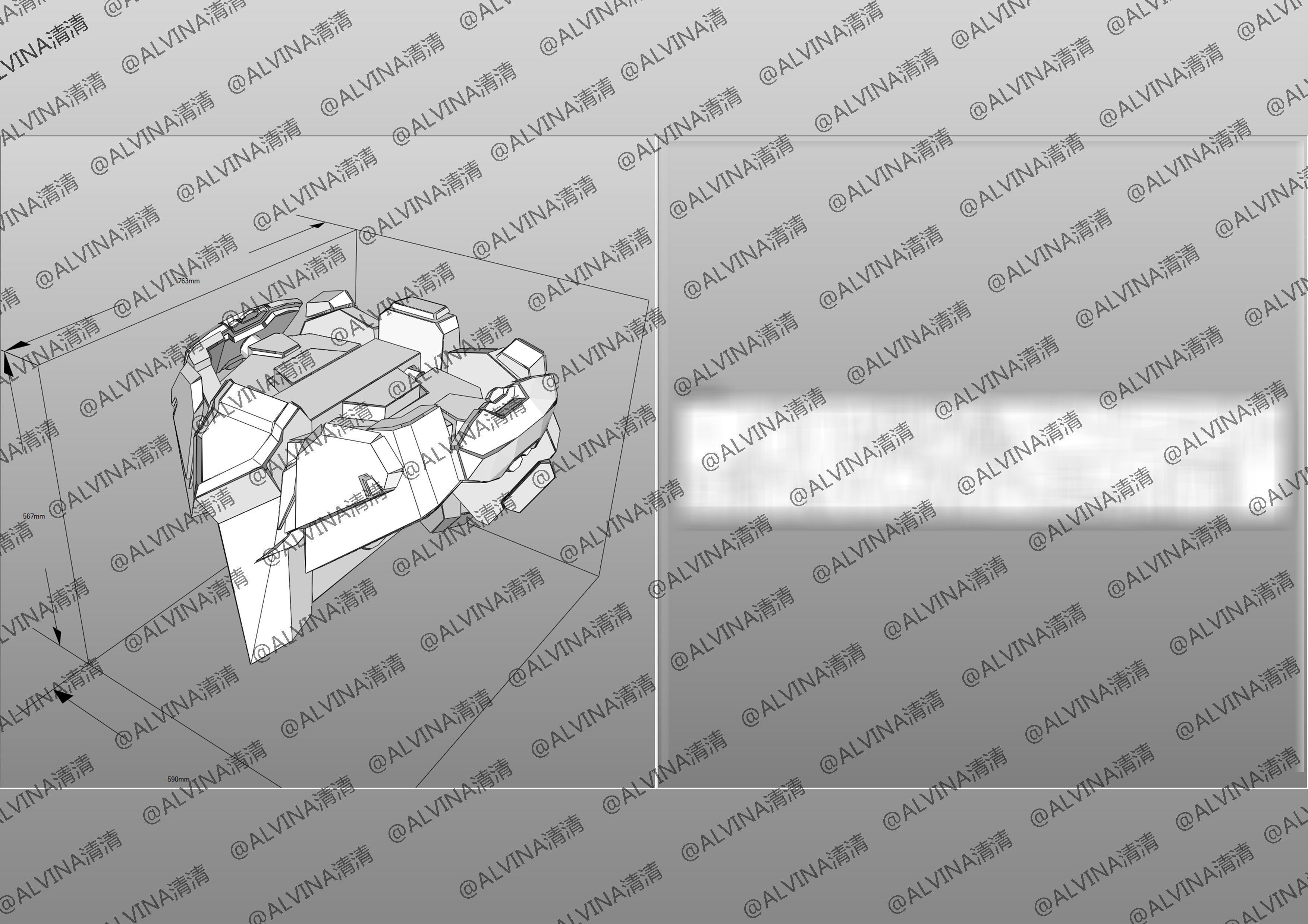 Gundam Astray Red Frame KAI Pepakura Foam Cosplay Template Low-poly 3D model_18