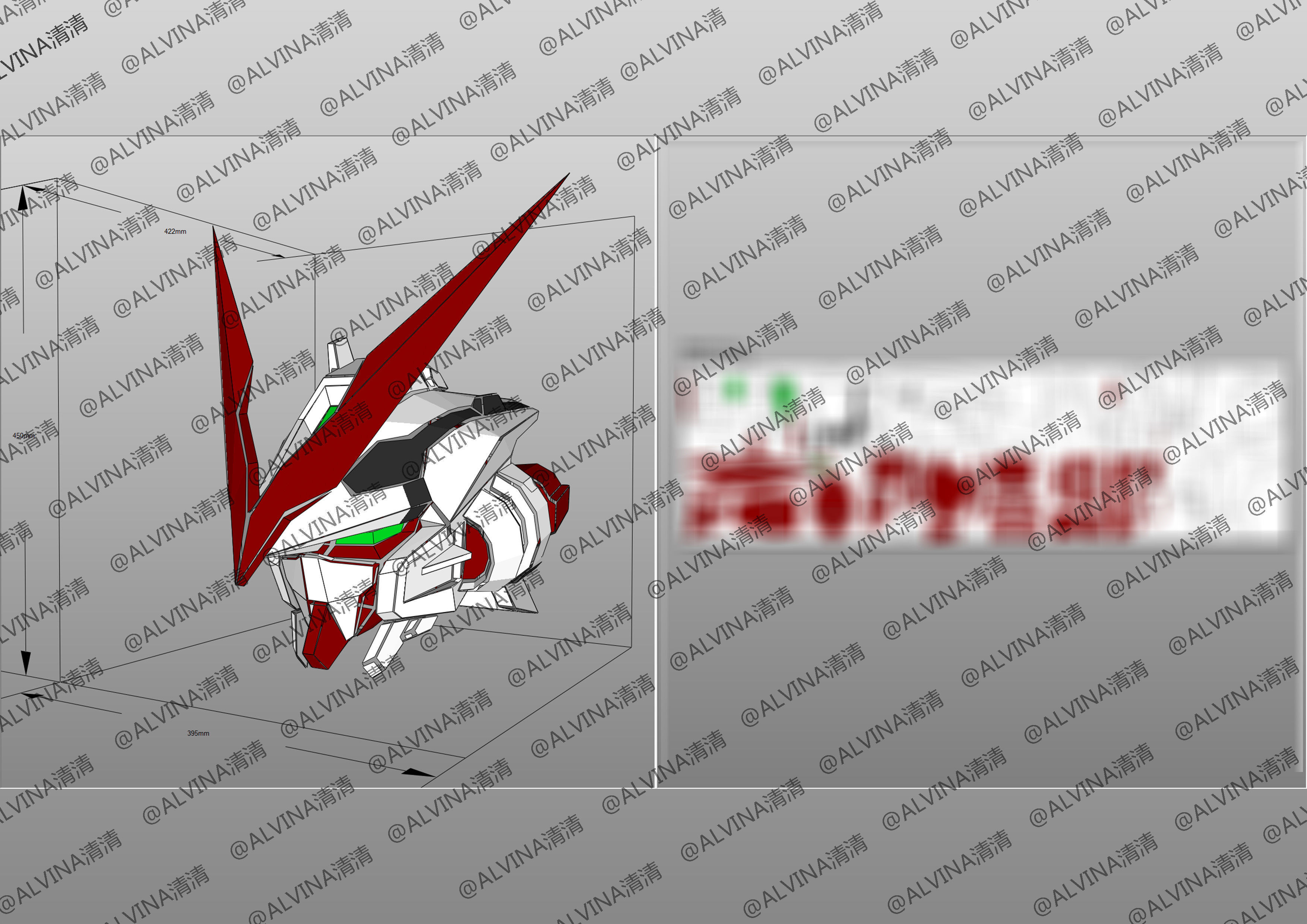 Gundam Astray Red Frame KAI Pepakura Foam Cosplay Template Low-poly 3D model_11