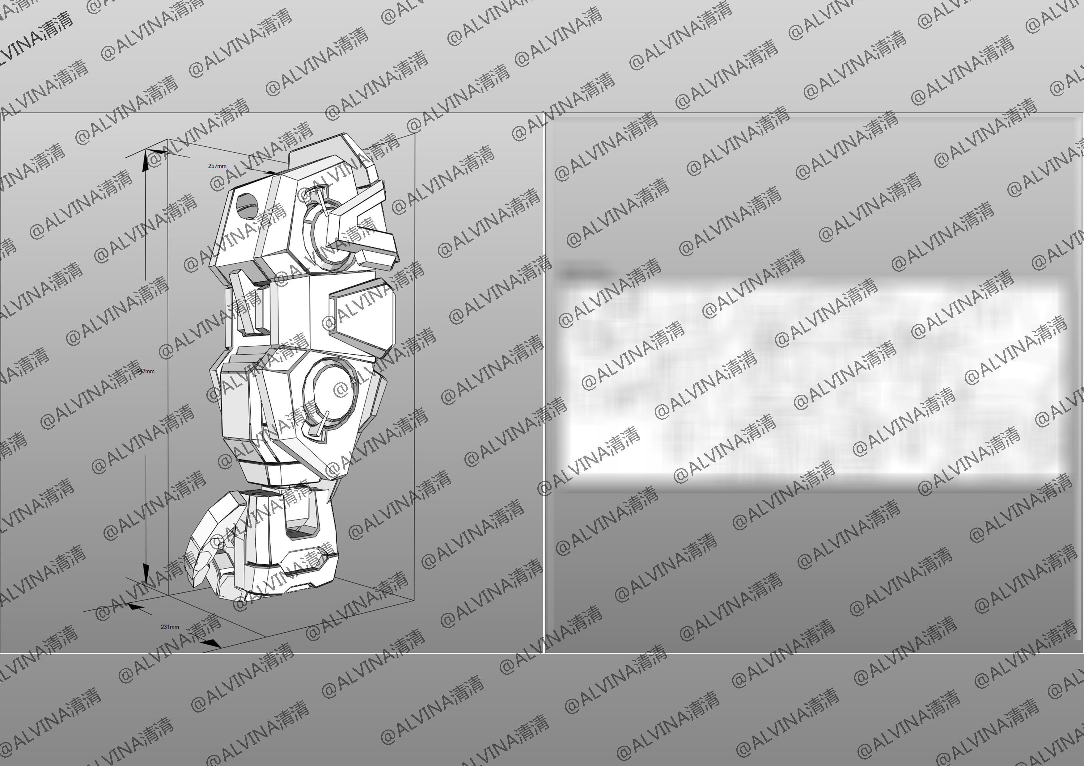 Gundam Astray Red Frame KAI Pepakura Foam Cosplay Template Low-poly 3D model_24