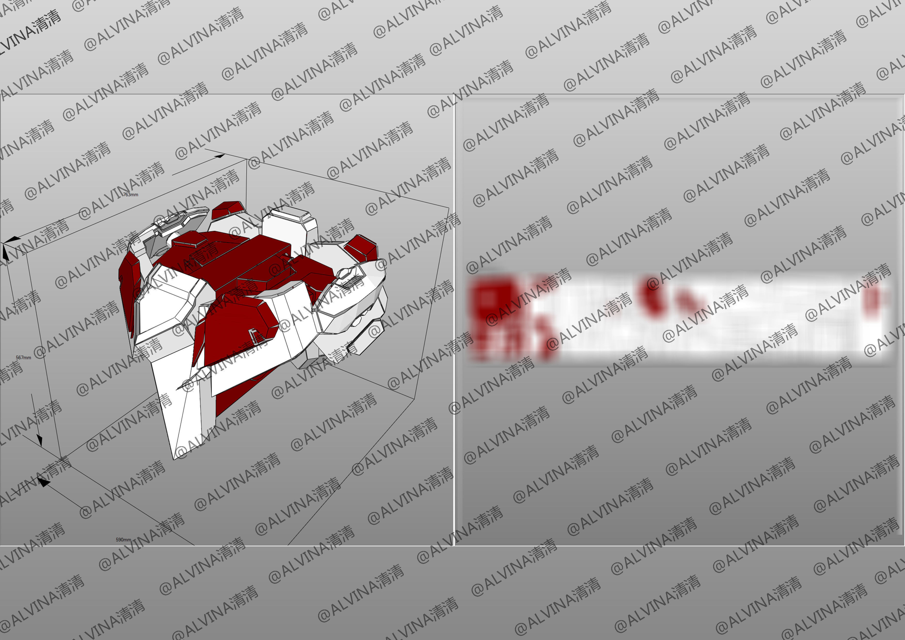 Gundam Astray Red Frame KAI Pepakura Foam Cosplay Template Low-poly 3D model_17