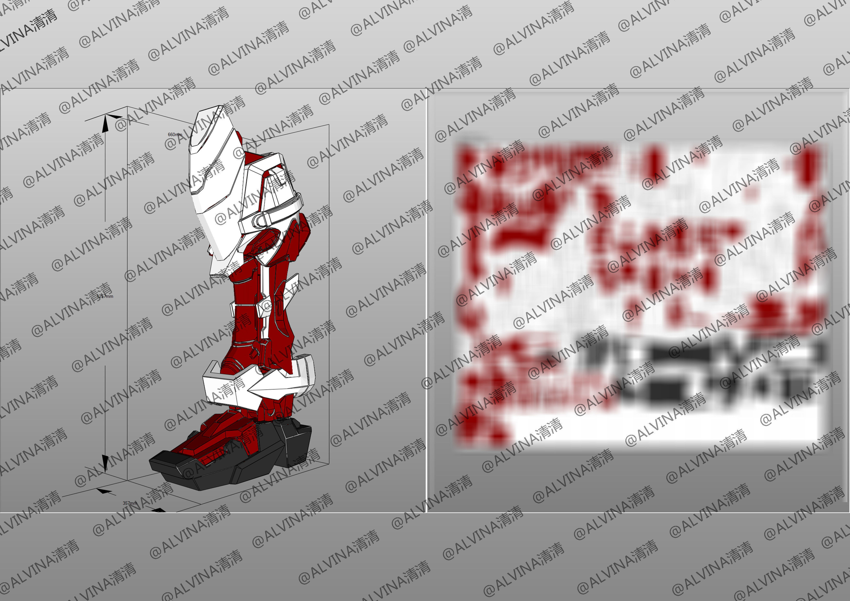 Gundam Astray Red Frame KAI Pepakura Foam Cosplay Template Low-poly 3D model_27