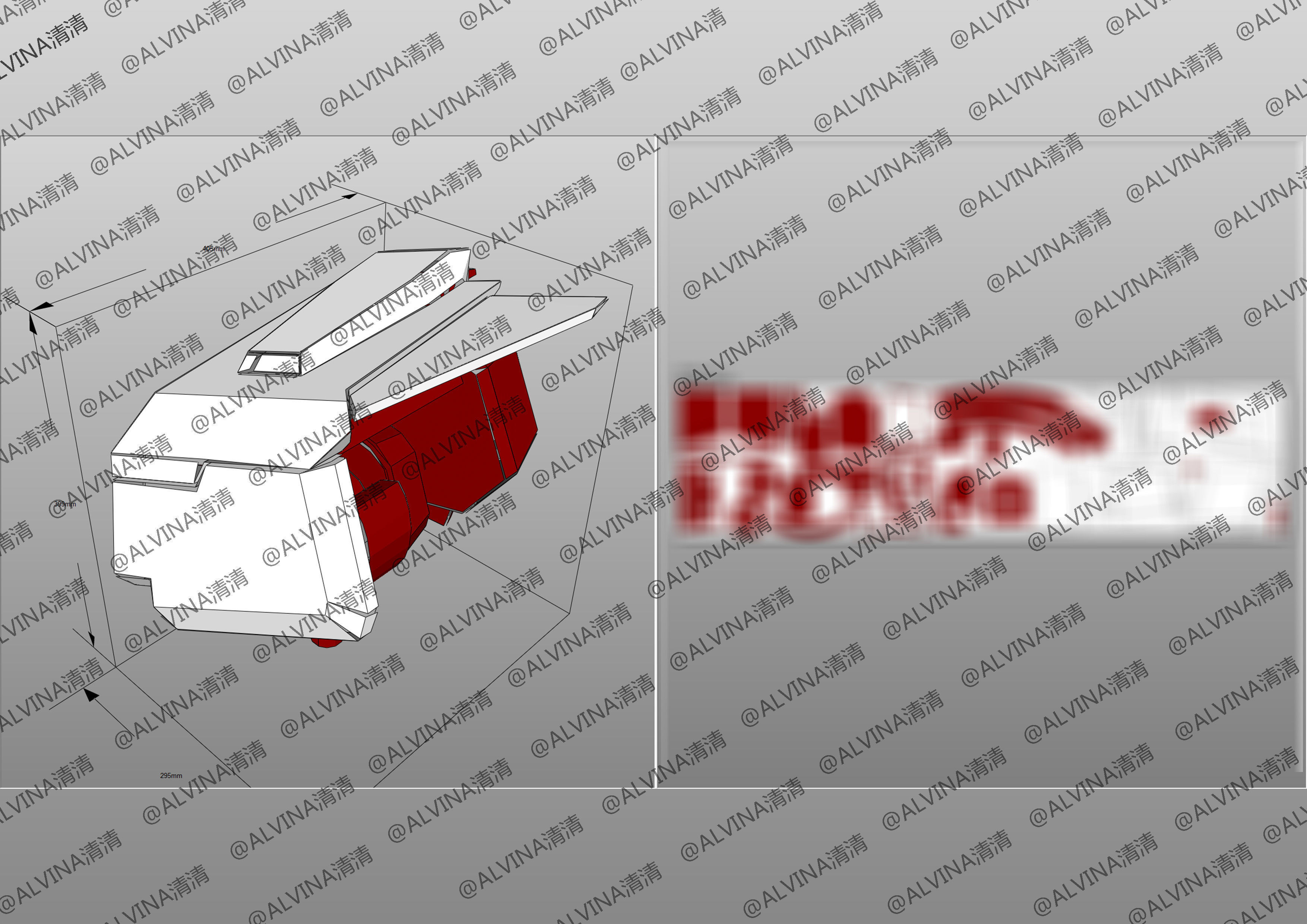 Gundam Astray Red Frame KAI Pepakura Foam Cosplay Template Low-poly 3D model_19