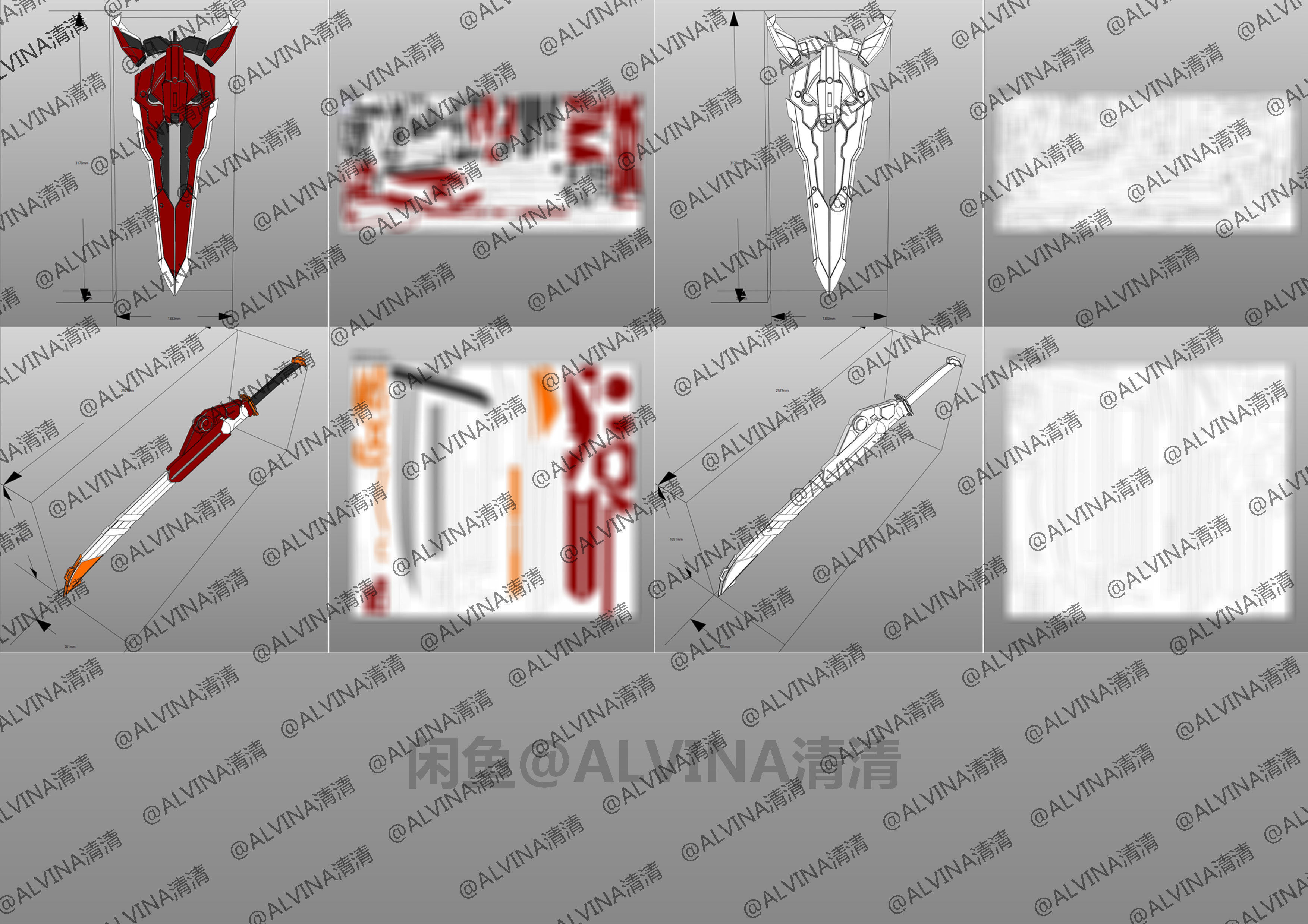 Gundam Astray Red Frame KAI Pepakura Foam Cosplay Template Low-poly 3D model_8