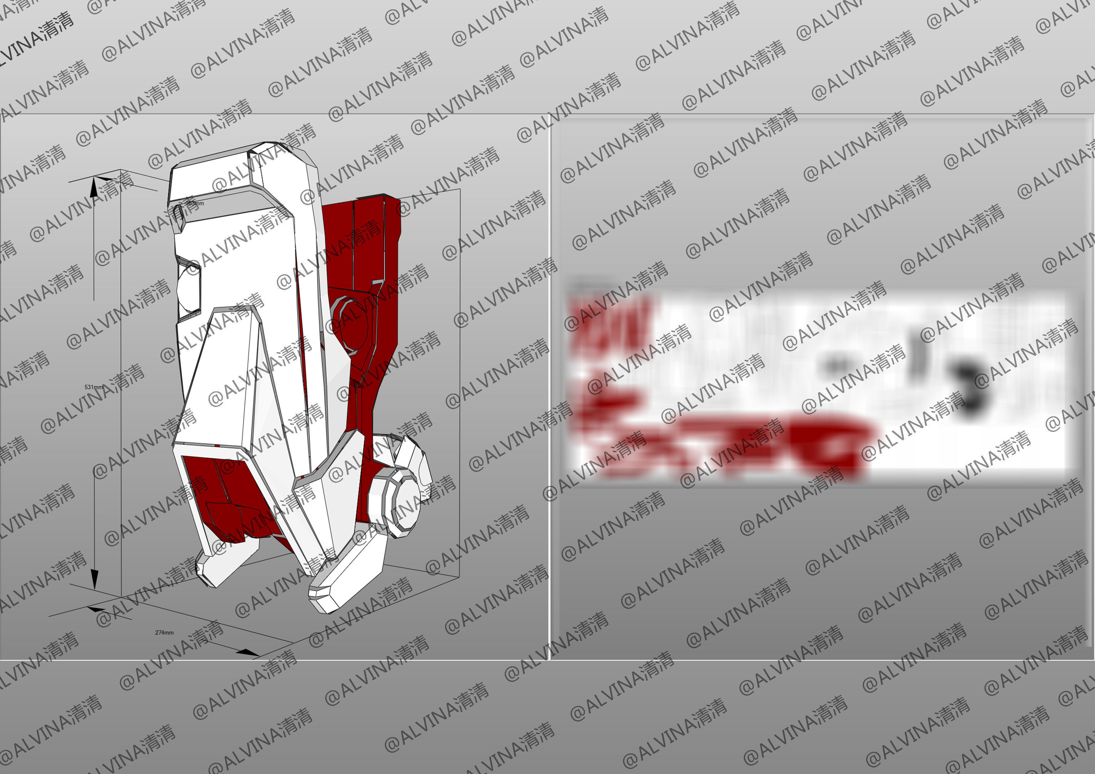 Gundam Astray Red Frame KAI Pepakura Foam Cosplay Template Low-poly 3D model_25