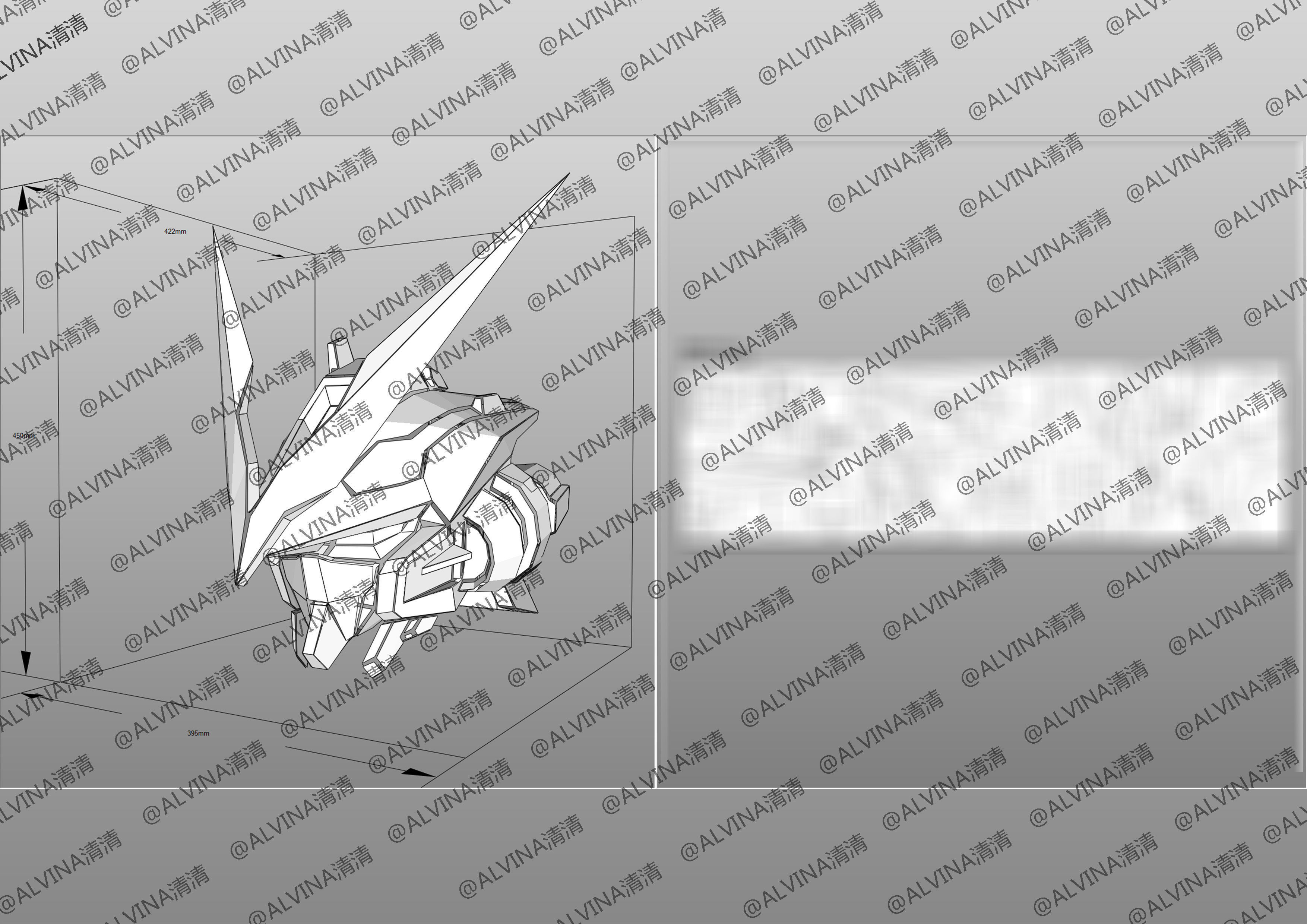 Gundam Astray Red Frame KAI Pepakura Foam Cosplay Template Low-poly 3D model_12