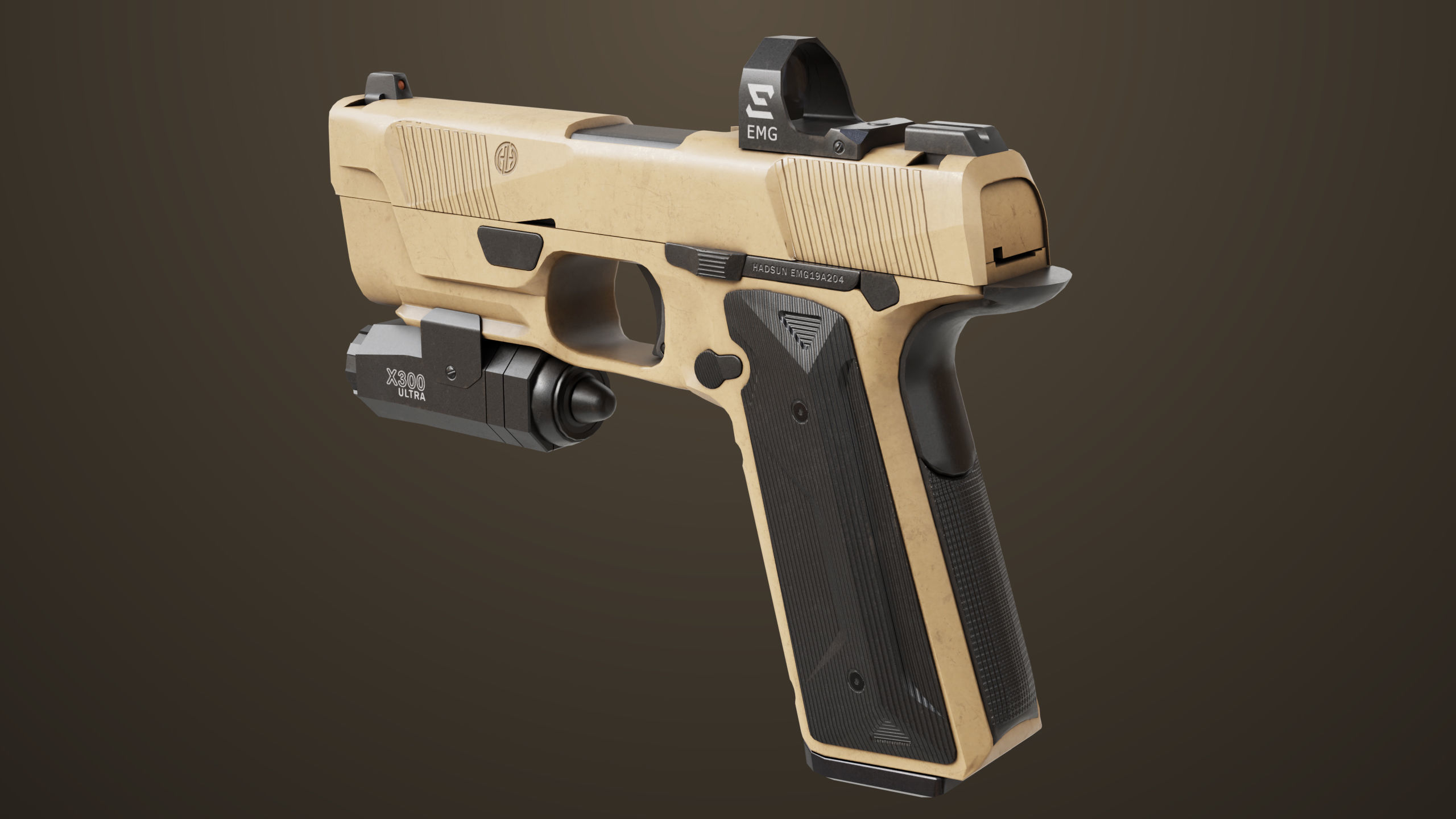 Pistol 03 Brown Generic  All PBR Unity UE Textures Included Low-poly 3D model_18