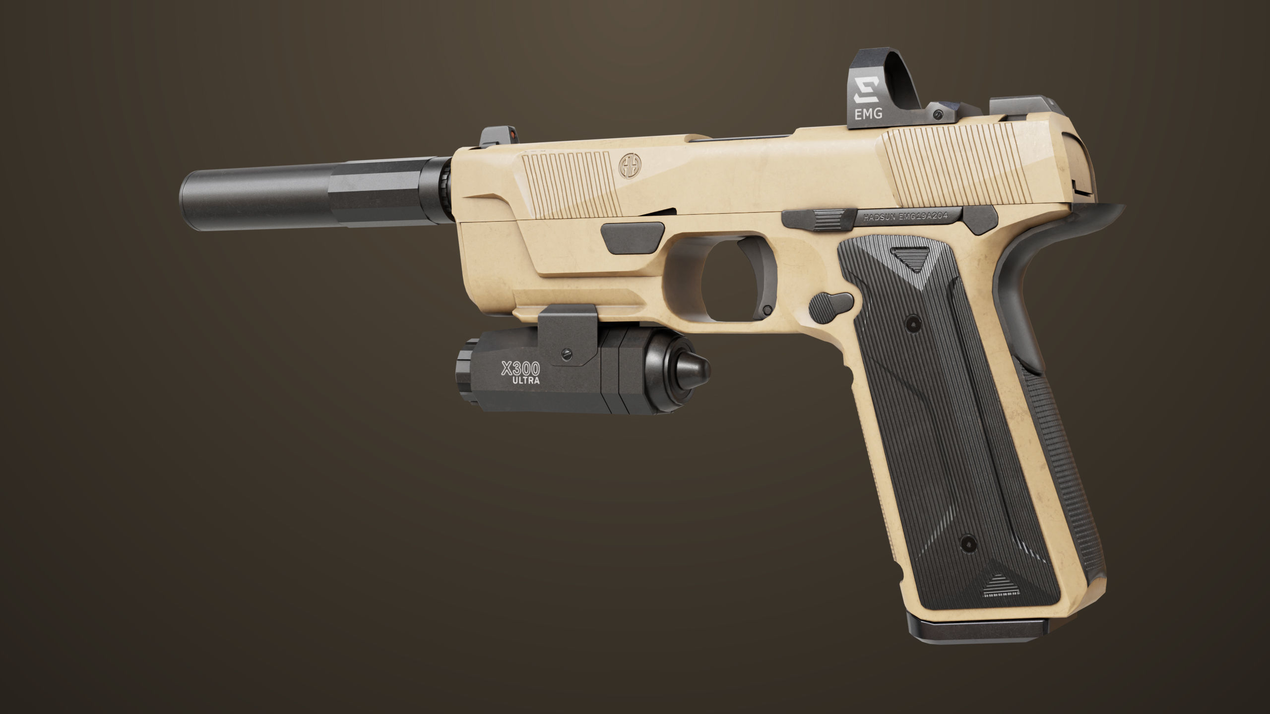 Pistol 03 Brown Generic  All PBR Unity UE Textures Included Low-poly 3D model_10
