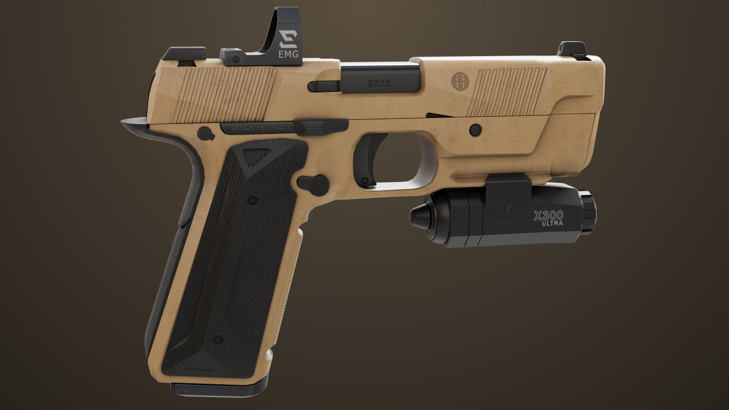 Pistol 03 Brown Generic  All PBR Unity UE Textures Included Low-poly 3D model_19
