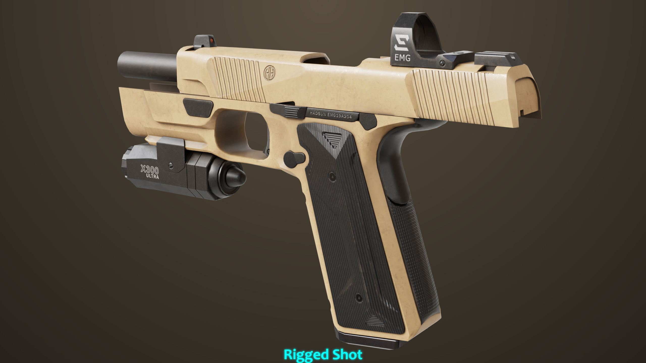 Pistol 03 Brown Generic  All PBR Unity UE Textures Included Low-poly 3D model_29