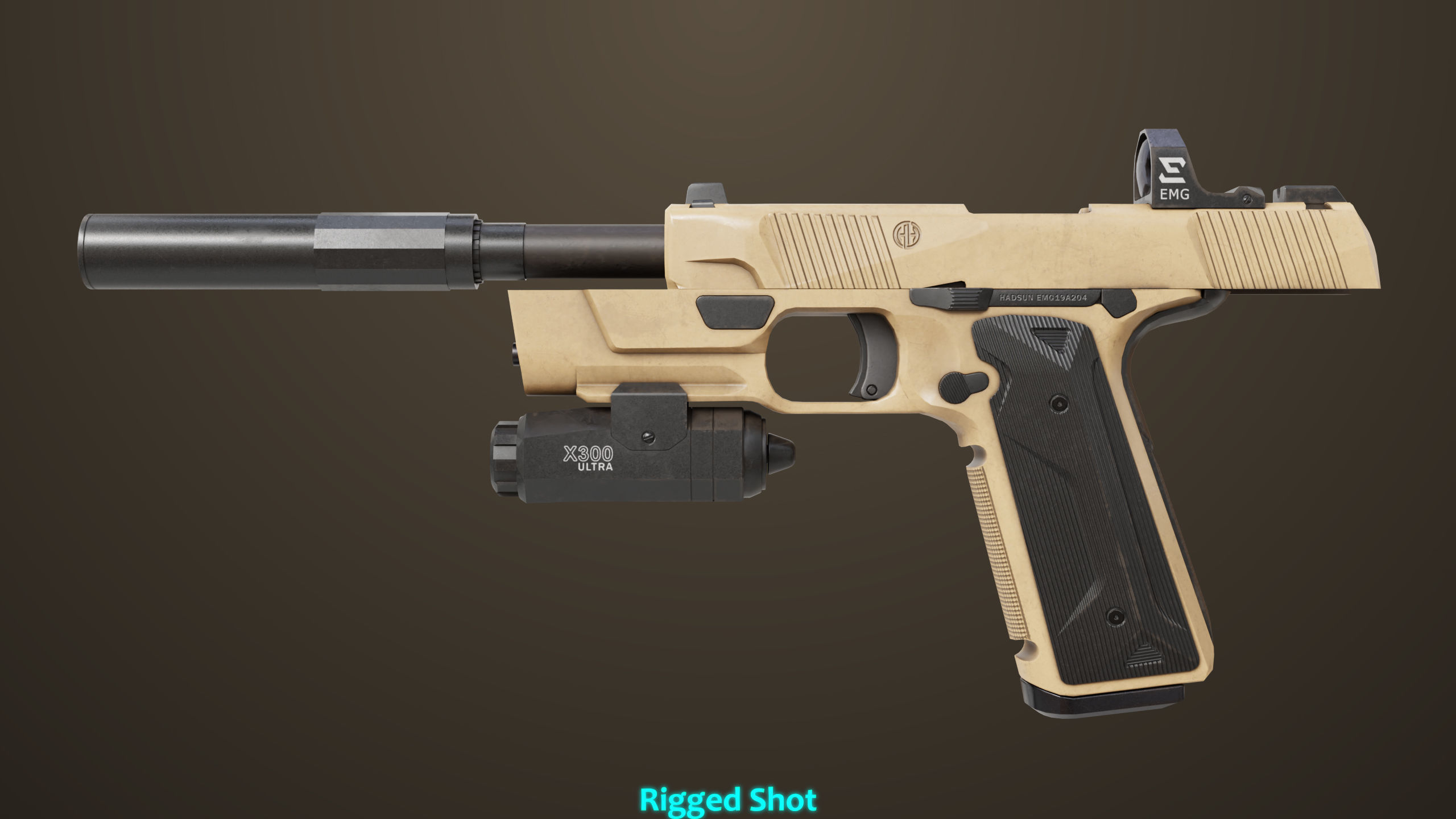 Pistol 03 Brown Generic  All PBR Unity UE Textures Included Low-poly 3D model_24