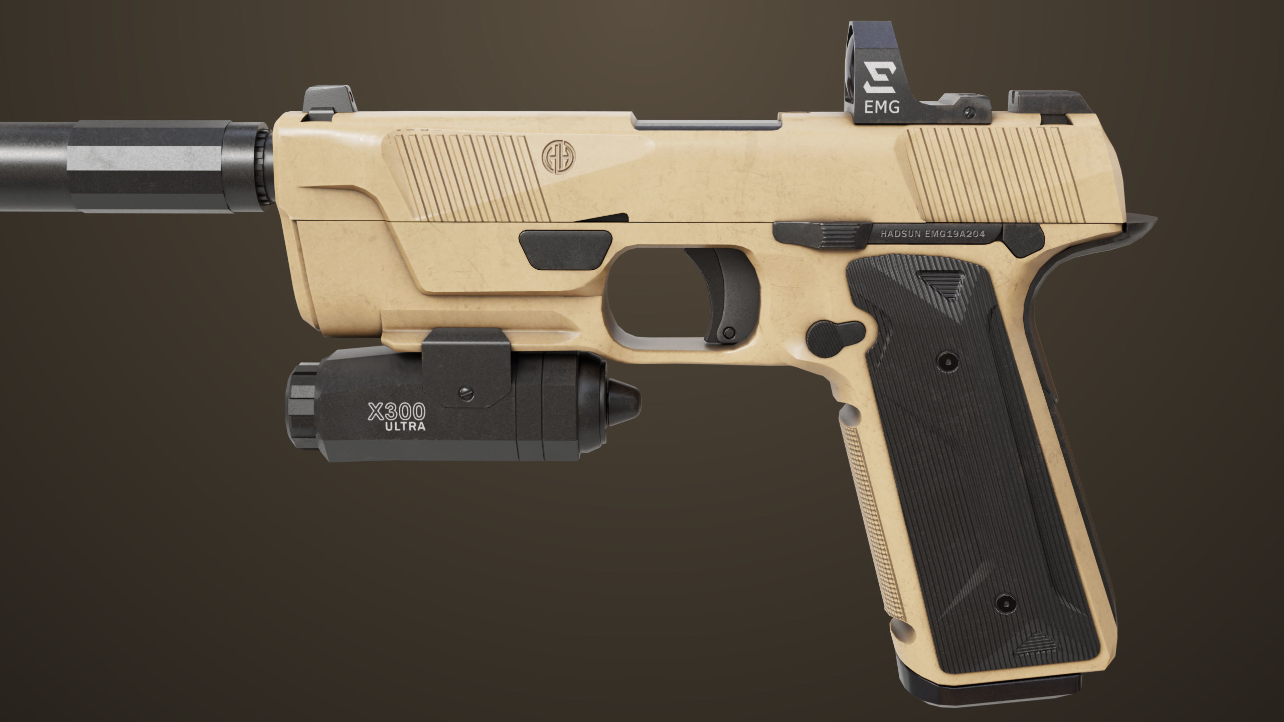 Pistol 03 Brown Generic  All PBR Unity UE Textures Included Low-poly 3D model_14