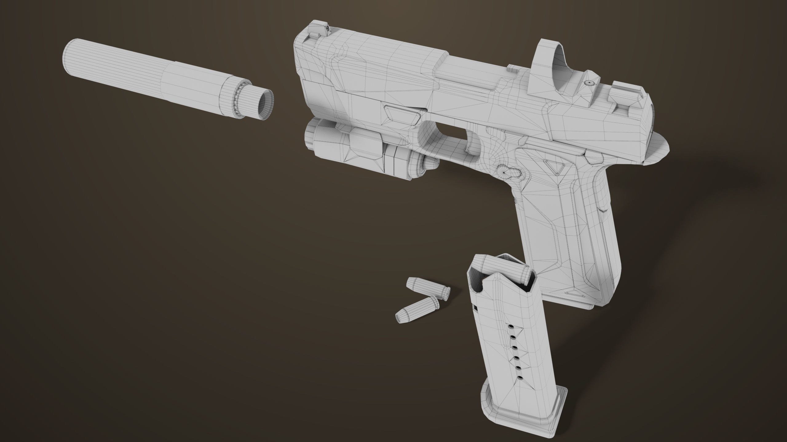 Pistol 03 Brown Generic  All PBR Unity UE Textures Included Low-poly 3D model_59