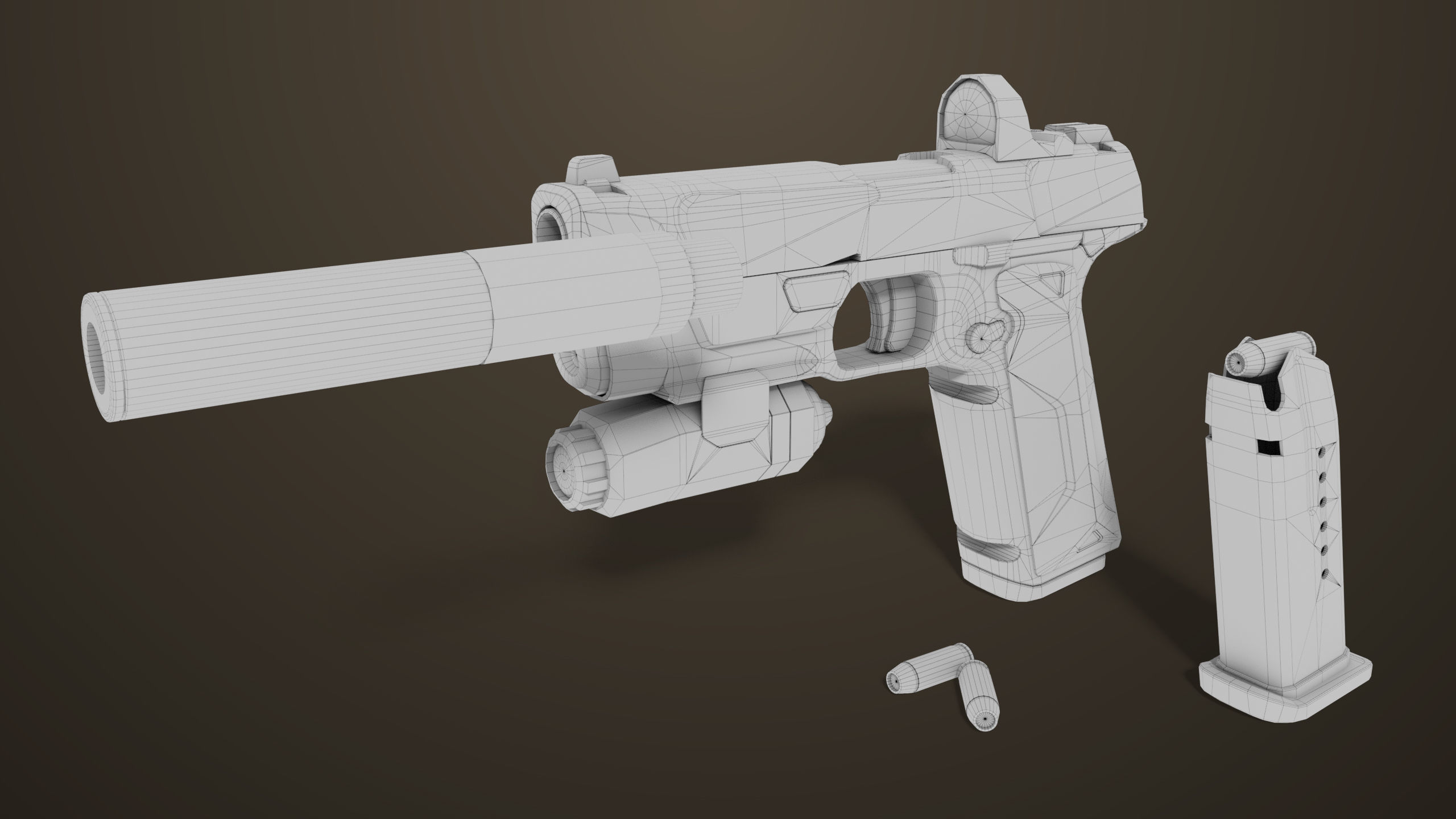 Pistol 03 Brown Generic  All PBR Unity UE Textures Included Low-poly 3D model_41