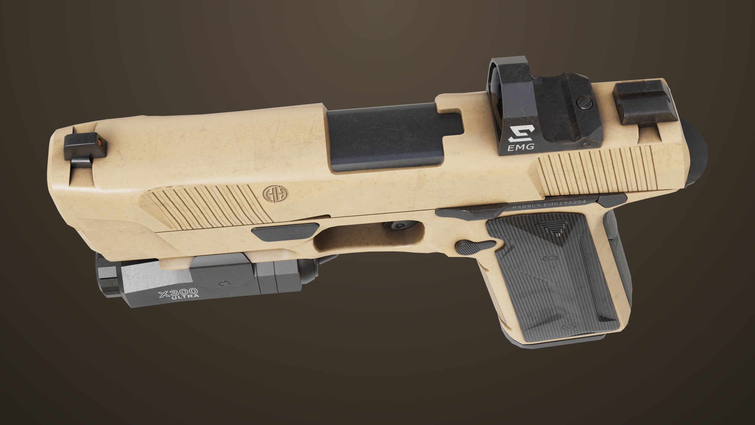 Pistol 03 Brown Generic  All PBR Unity UE Textures Included Low-poly 3D model_20