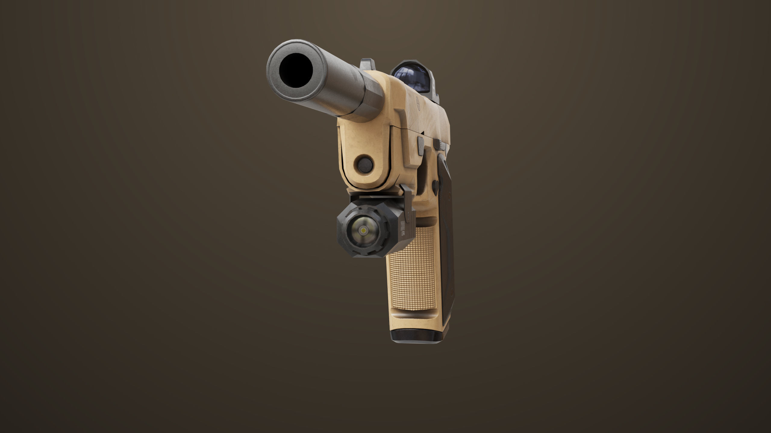 Pistol 03 Brown Generic  All PBR Unity UE Textures Included Low-poly 3D model_34