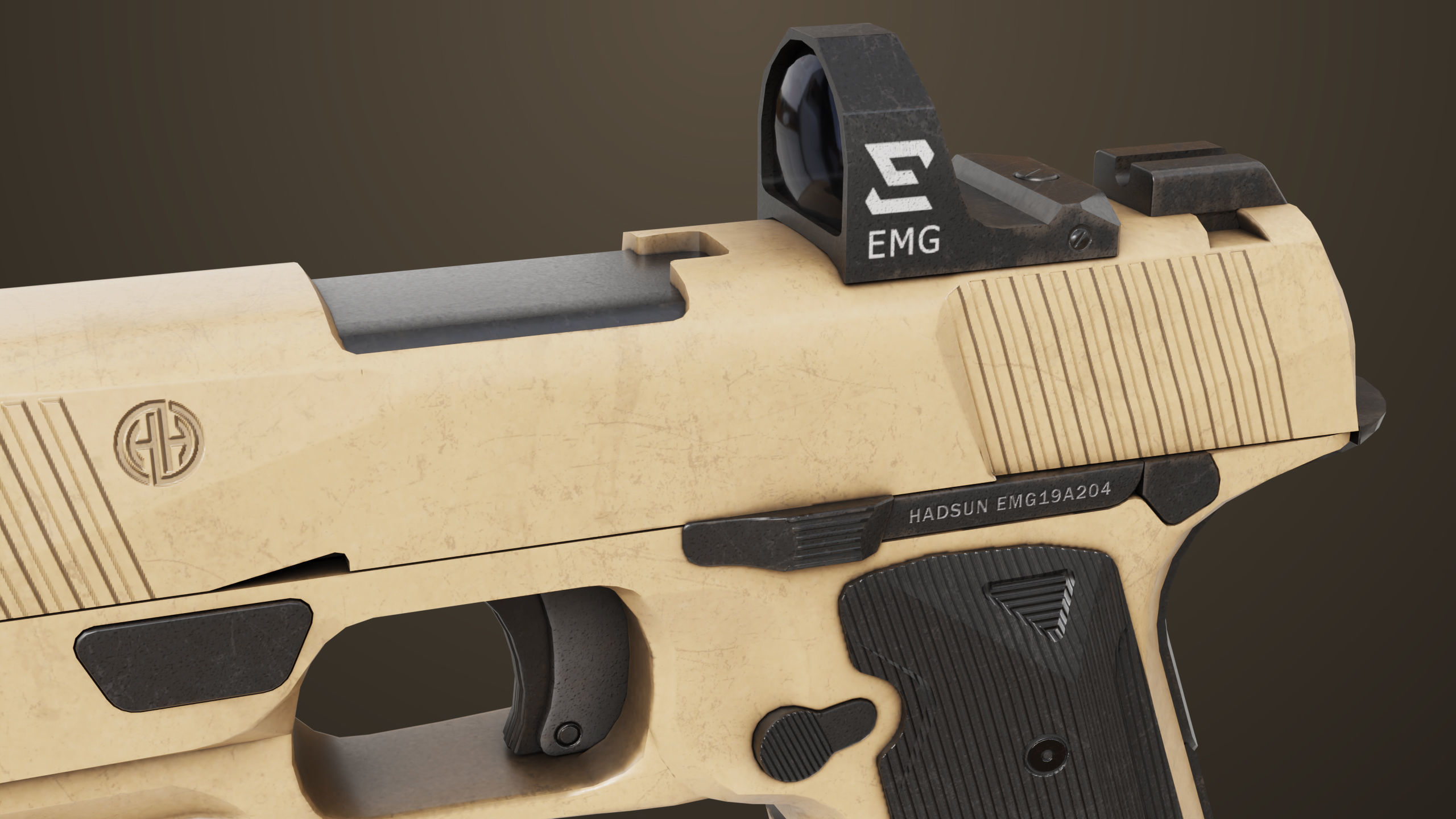 Pistol 03 Brown Generic  All PBR Unity UE Textures Included Low-poly 3D model_17