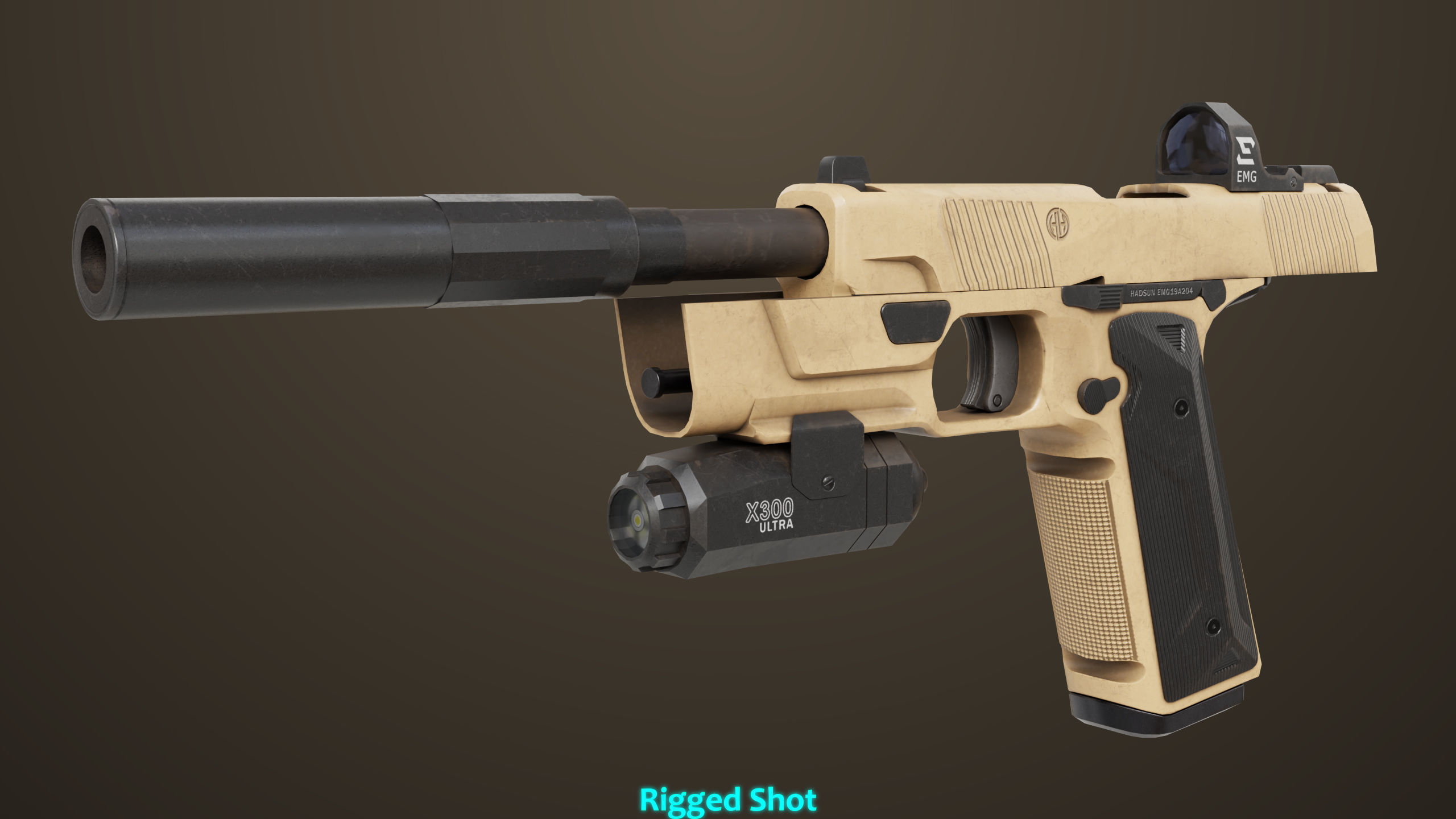 Pistol 03 Brown Generic  All PBR Unity UE Textures Included Low-poly 3D model_25