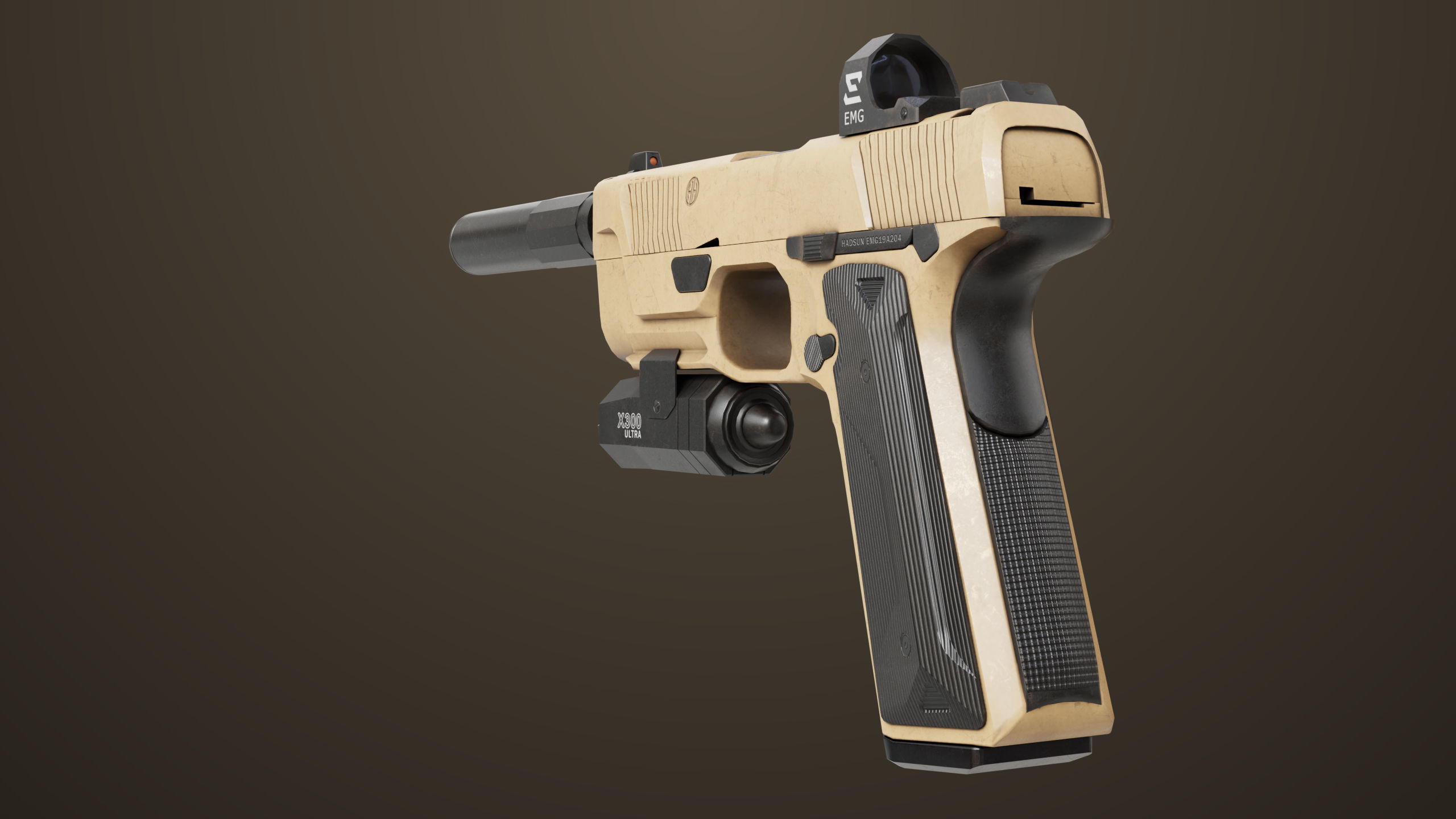 Pistol 03 Brown Generic  All PBR Unity UE Textures Included Low-poly 3D model_9