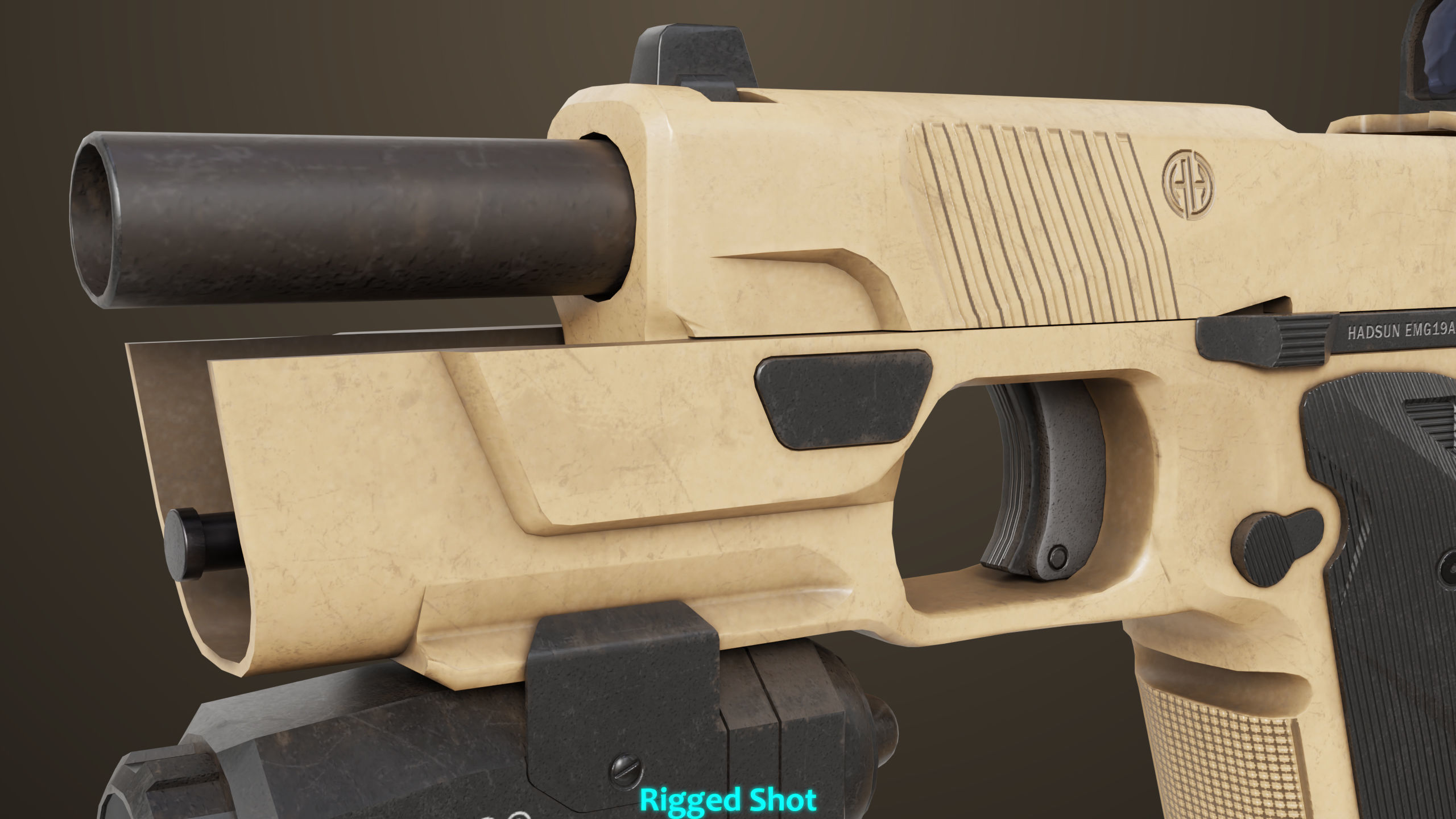 Pistol 03 Brown Generic  All PBR Unity UE Textures Included Low-poly 3D model_31