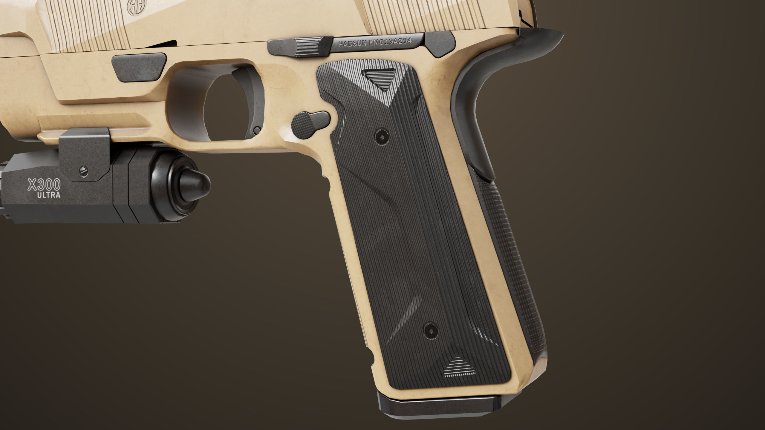 Pistol 03 Brown Generic  All PBR Unity UE Textures Included Low-poly 3D model_16