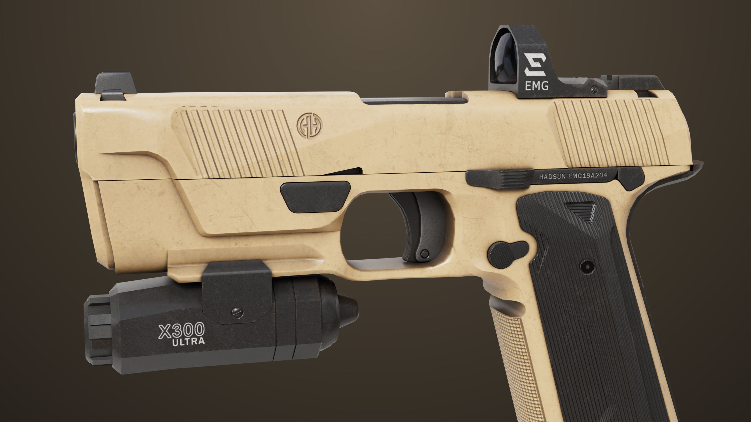 Pistol 03 Brown Generic  All PBR Unity UE Textures Included Low-poly 3D model_15