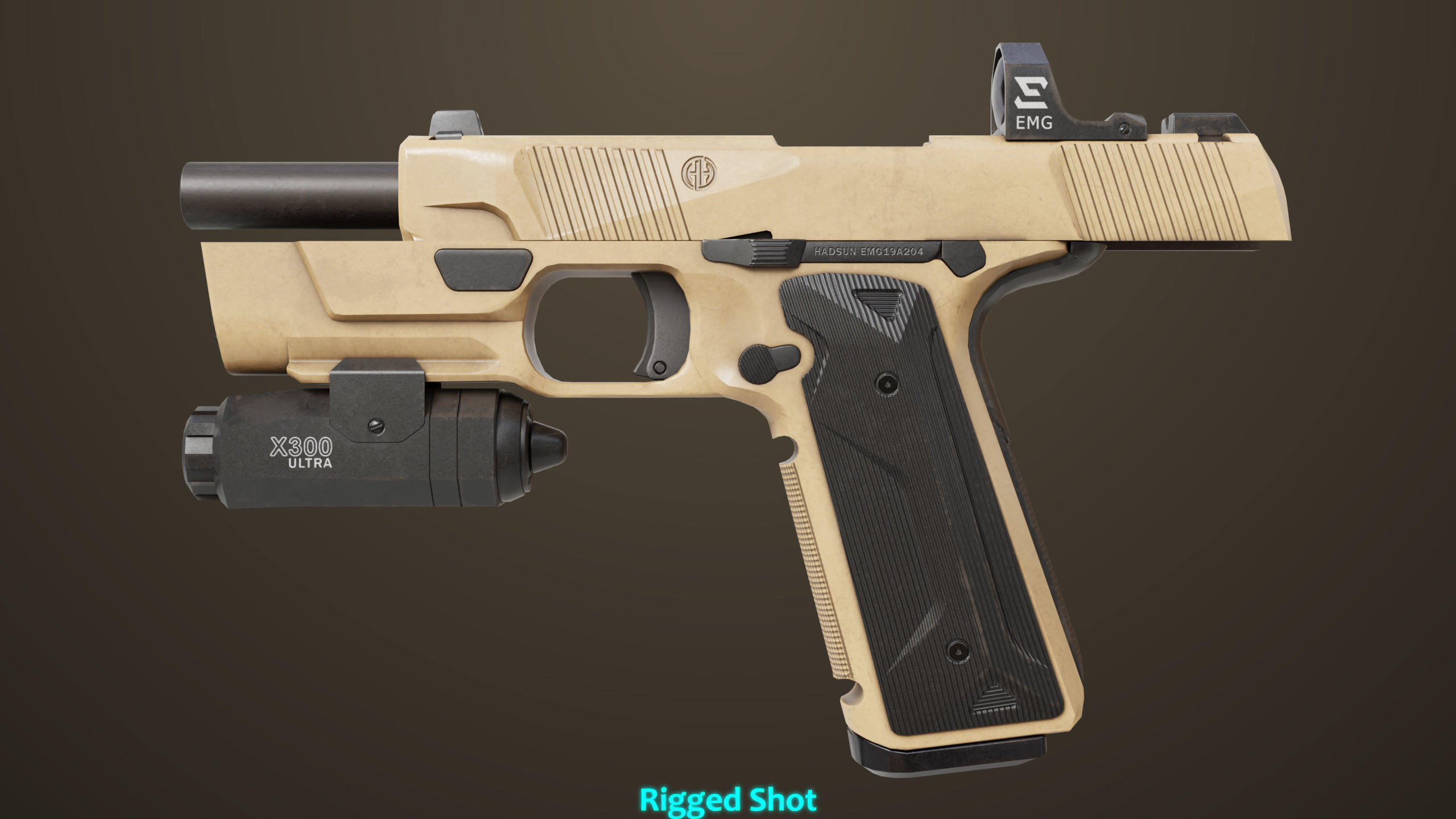 Pistol 03 Brown Generic  All PBR Unity UE Textures Included Low-poly 3D model_28