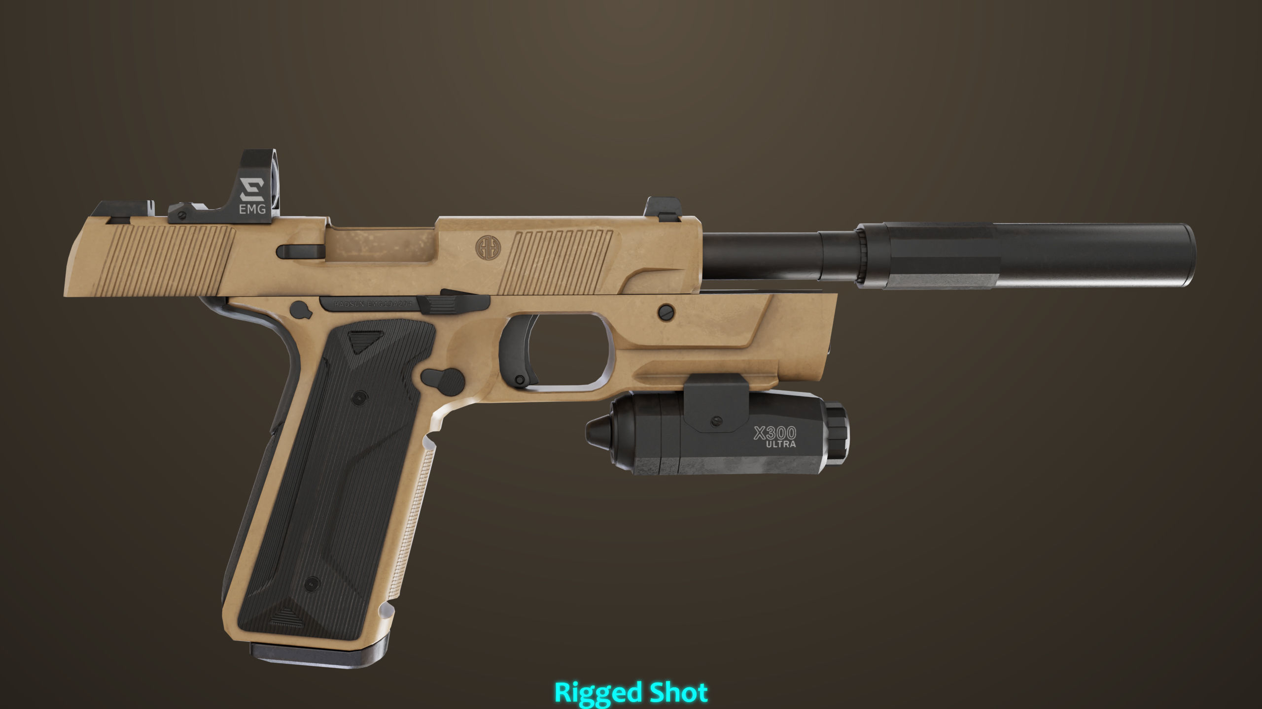 Pistol 03 Brown Generic  All PBR Unity UE Textures Included Low-poly 3D model_27
