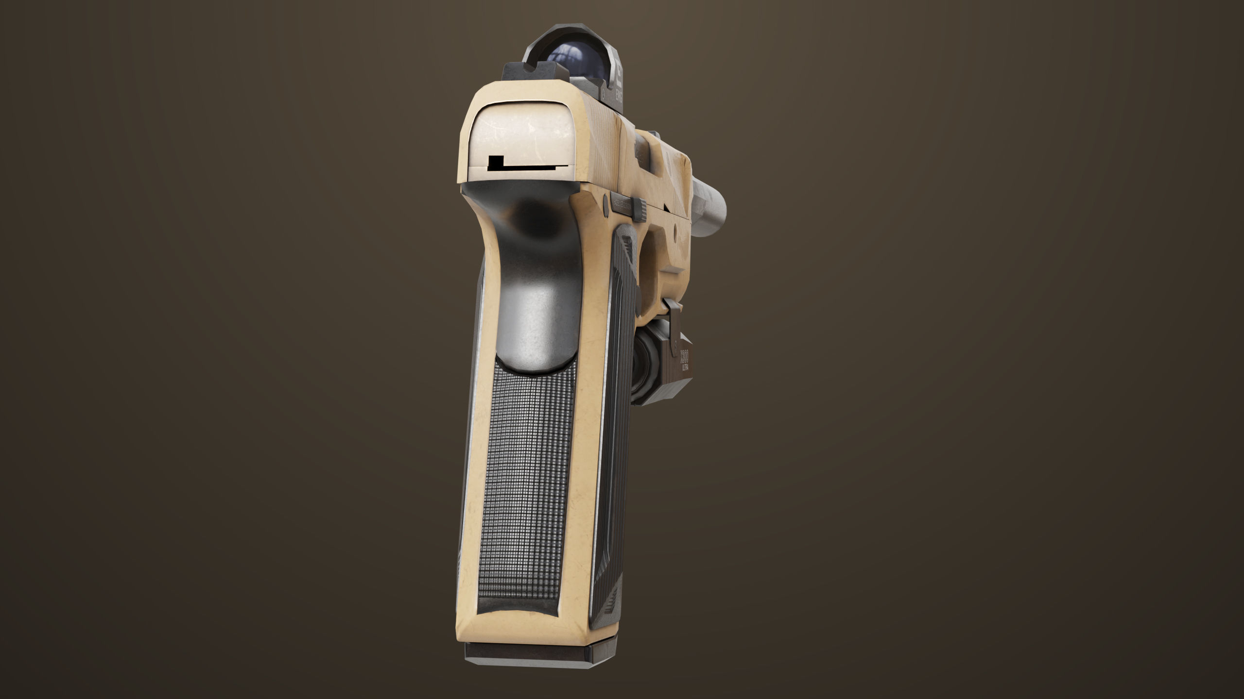 Pistol 03 Brown Generic  All PBR Unity UE Textures Included Low-poly 3D model_8