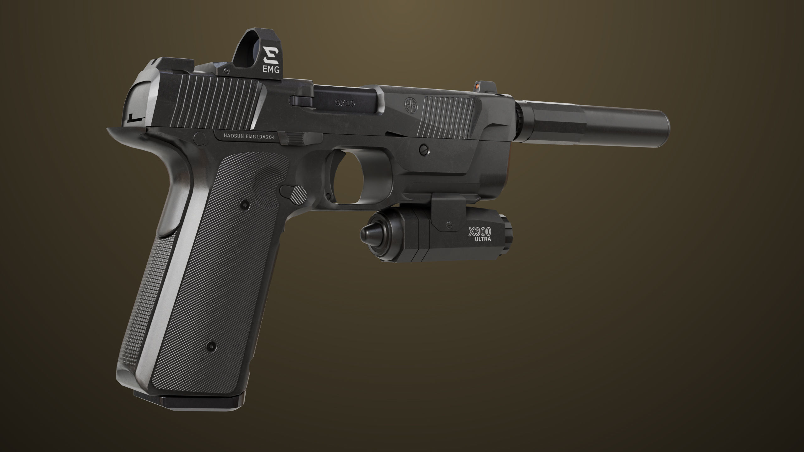 3D model Pistol 03 Black Generic All PBR Unity UE Textures VR / AR ...