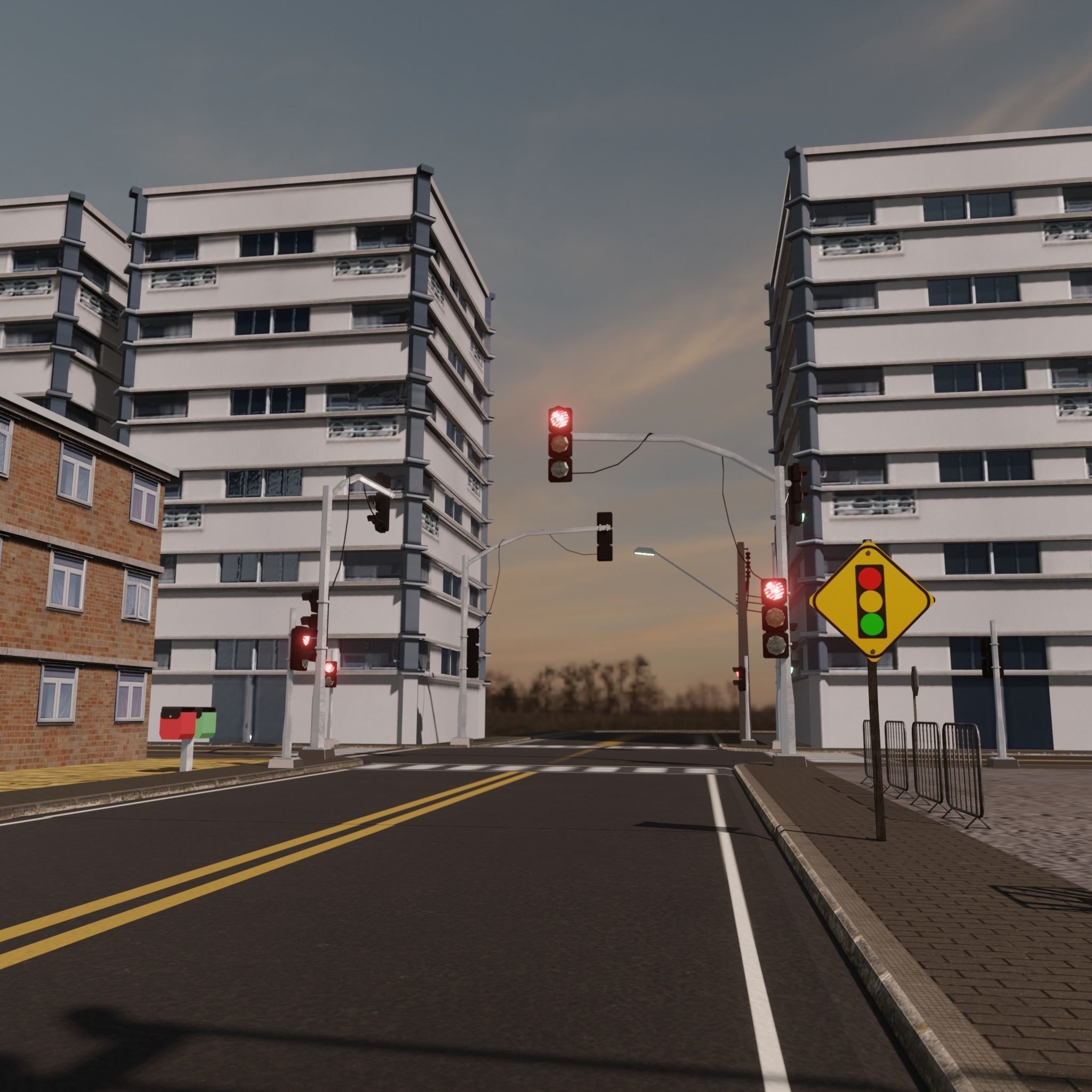 Modular Streets Low-poly 3D model_5