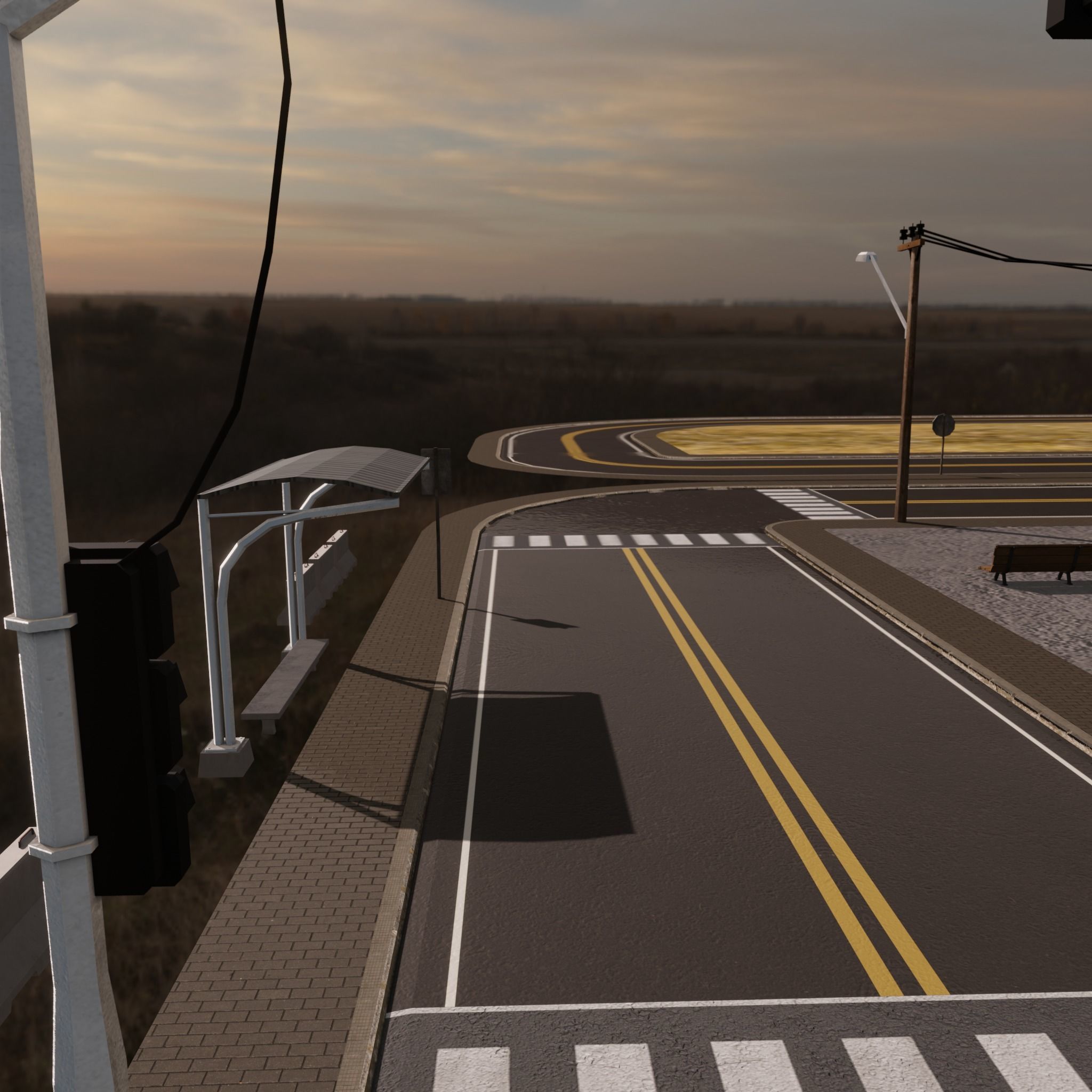 Modular Streets Low-poly 3D model_3