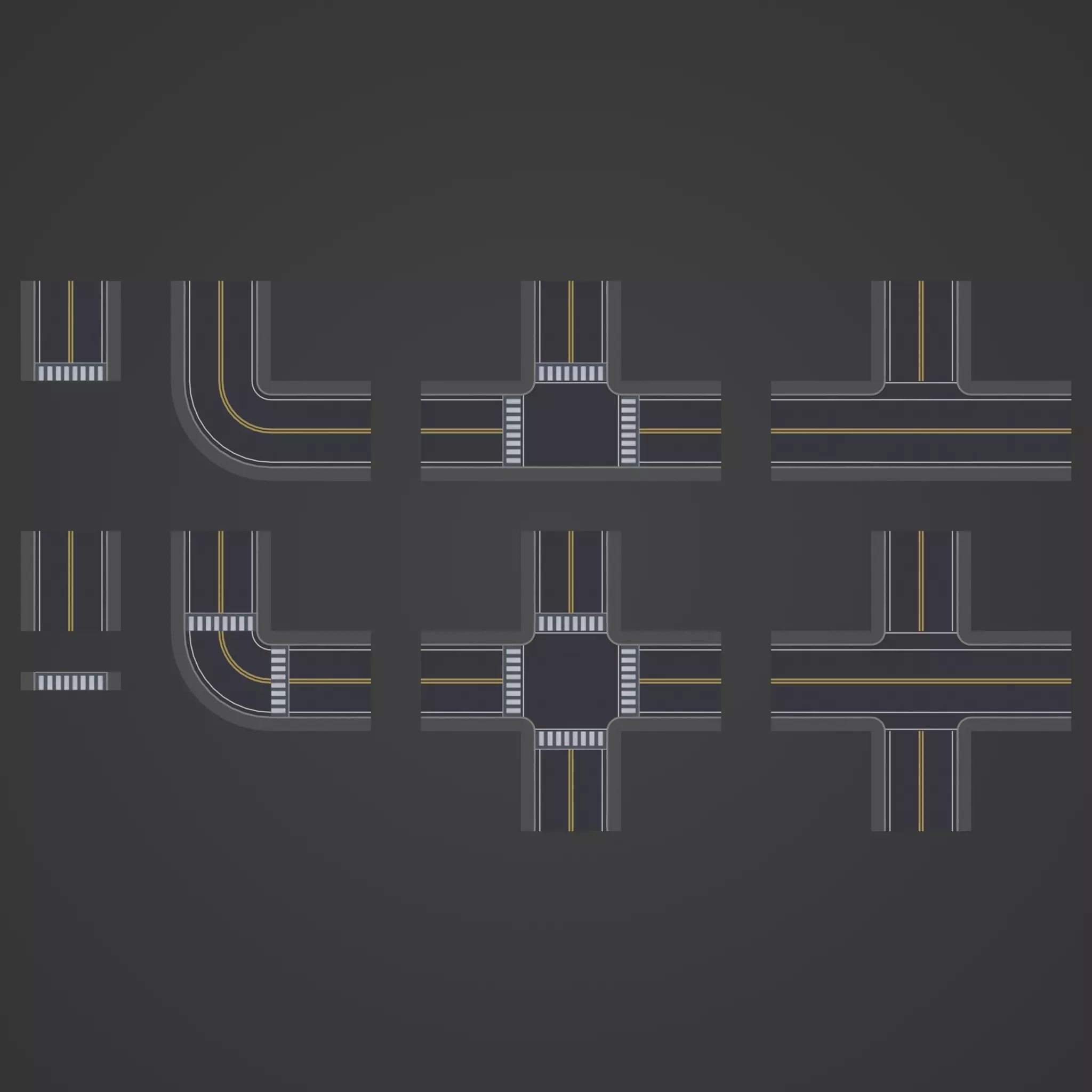 Modular Streets Low-poly 3D model_0