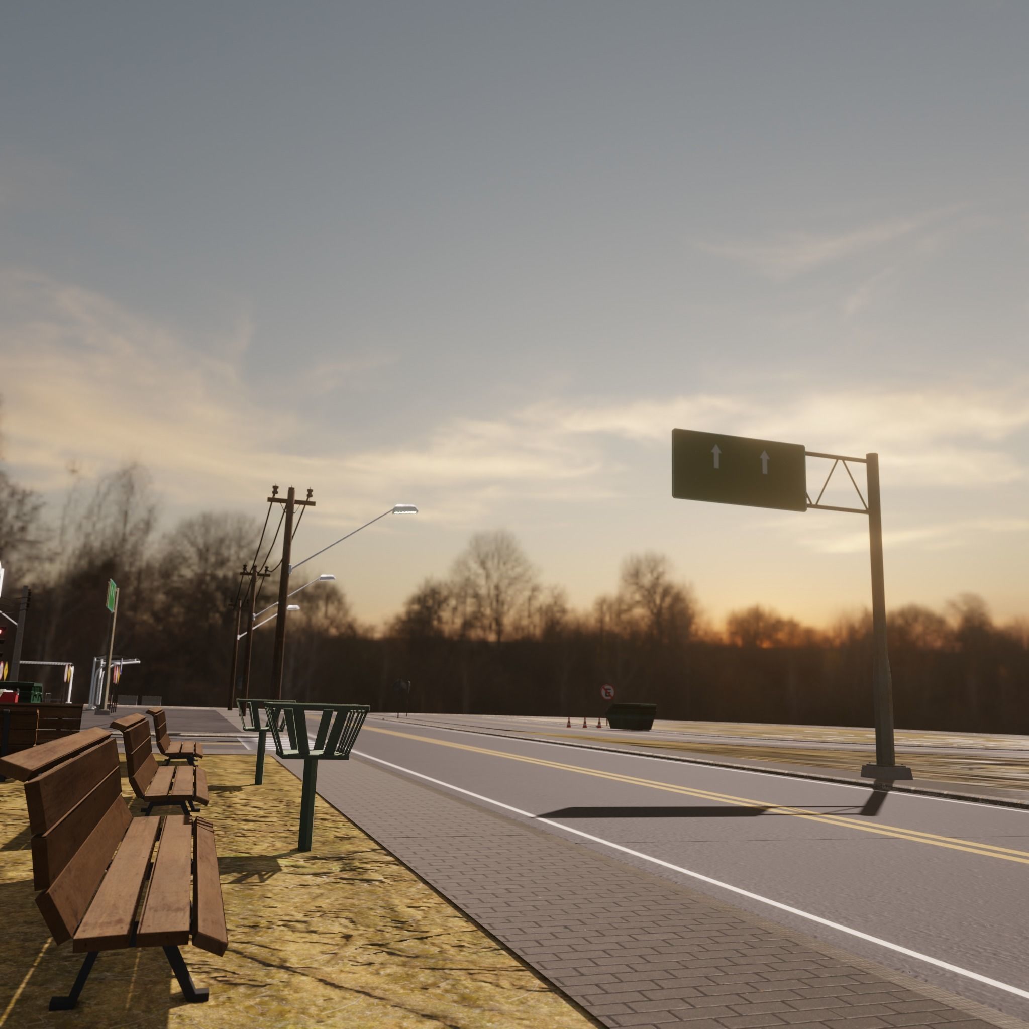 Modular Streets Low-poly 3D model_4