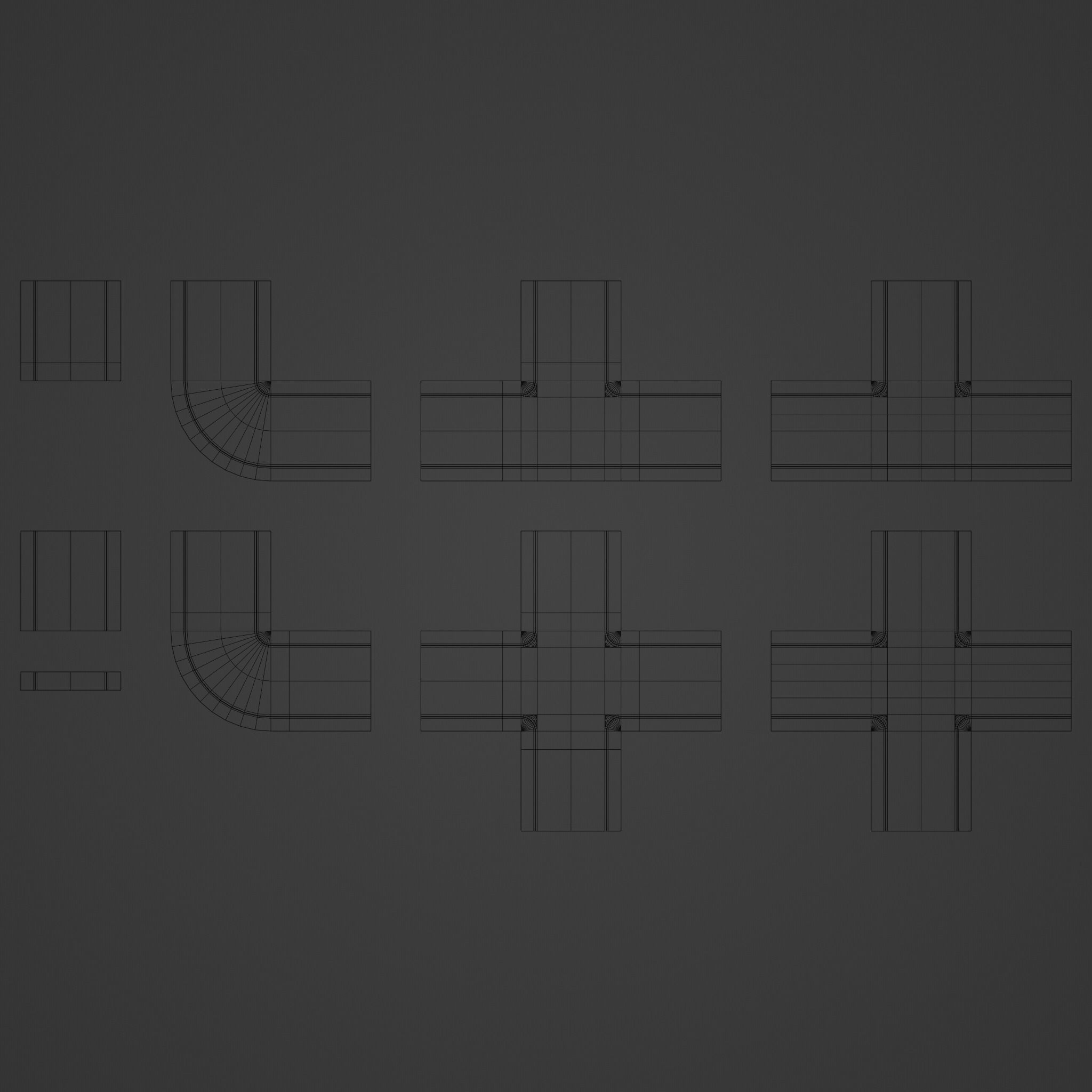 Modular Streets Low-poly 3D model_1