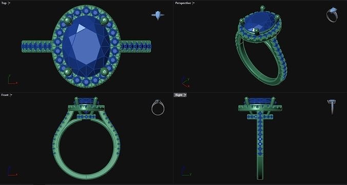 Oval Halo Engagement Ring  3D print model