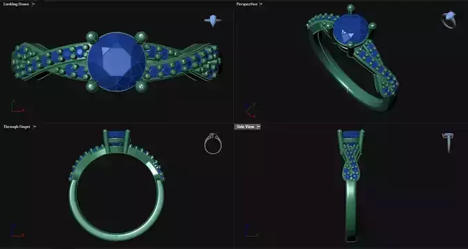 Twisted Engagement Ring with accent stones 