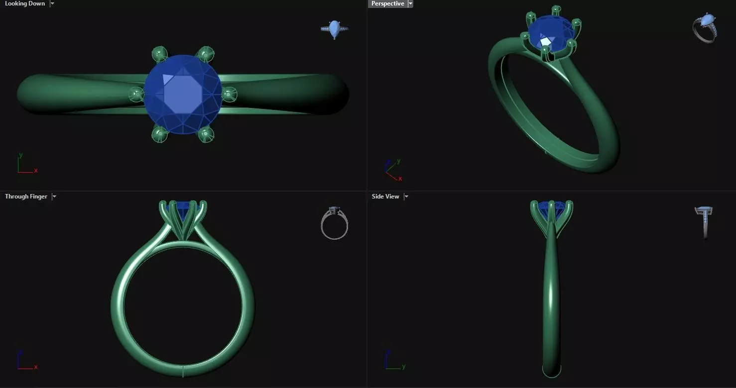 6 Prong Diamond Engagement Ring  3D print model_0