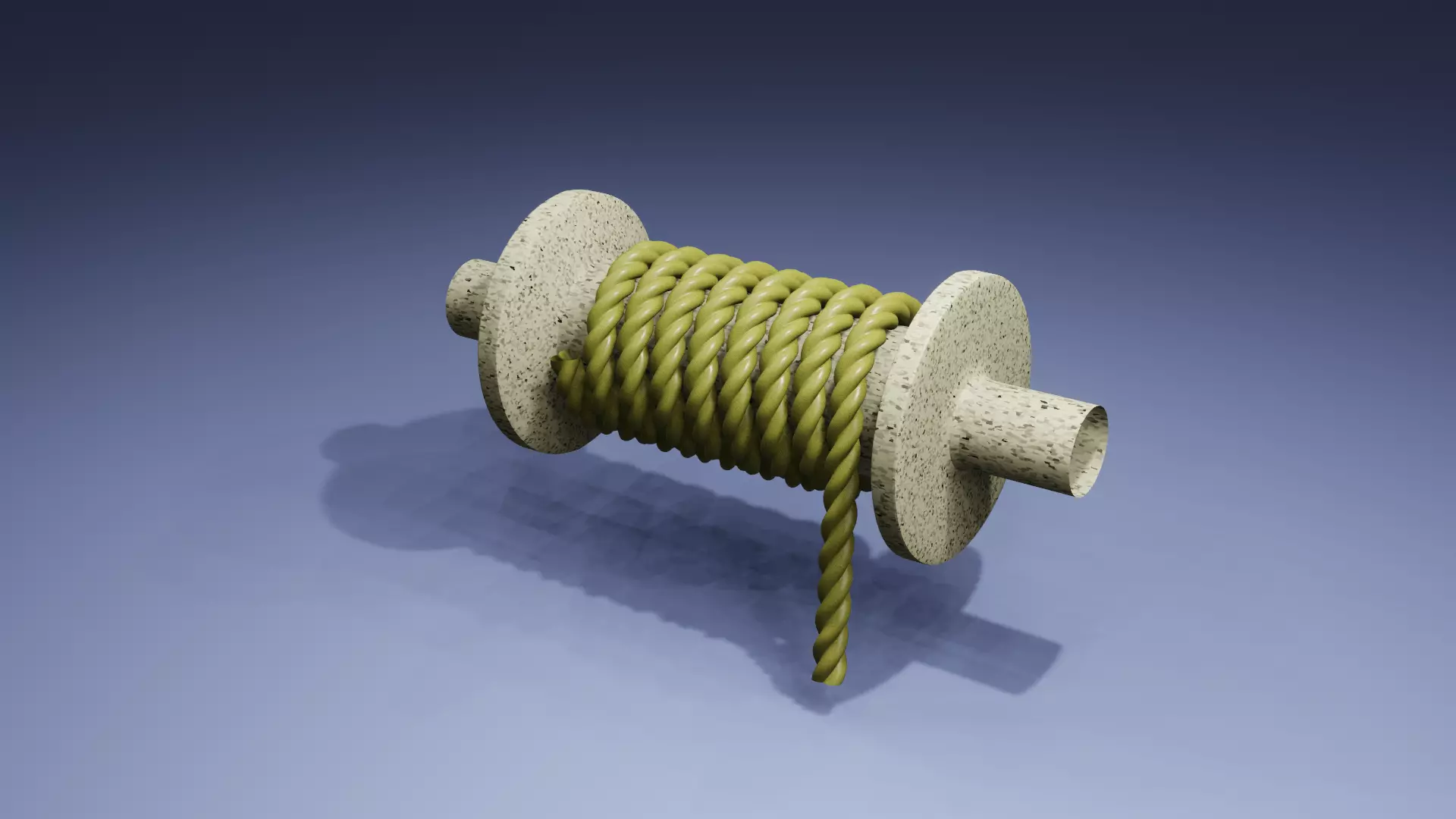 Well rope Pulley Low-poly 3D model