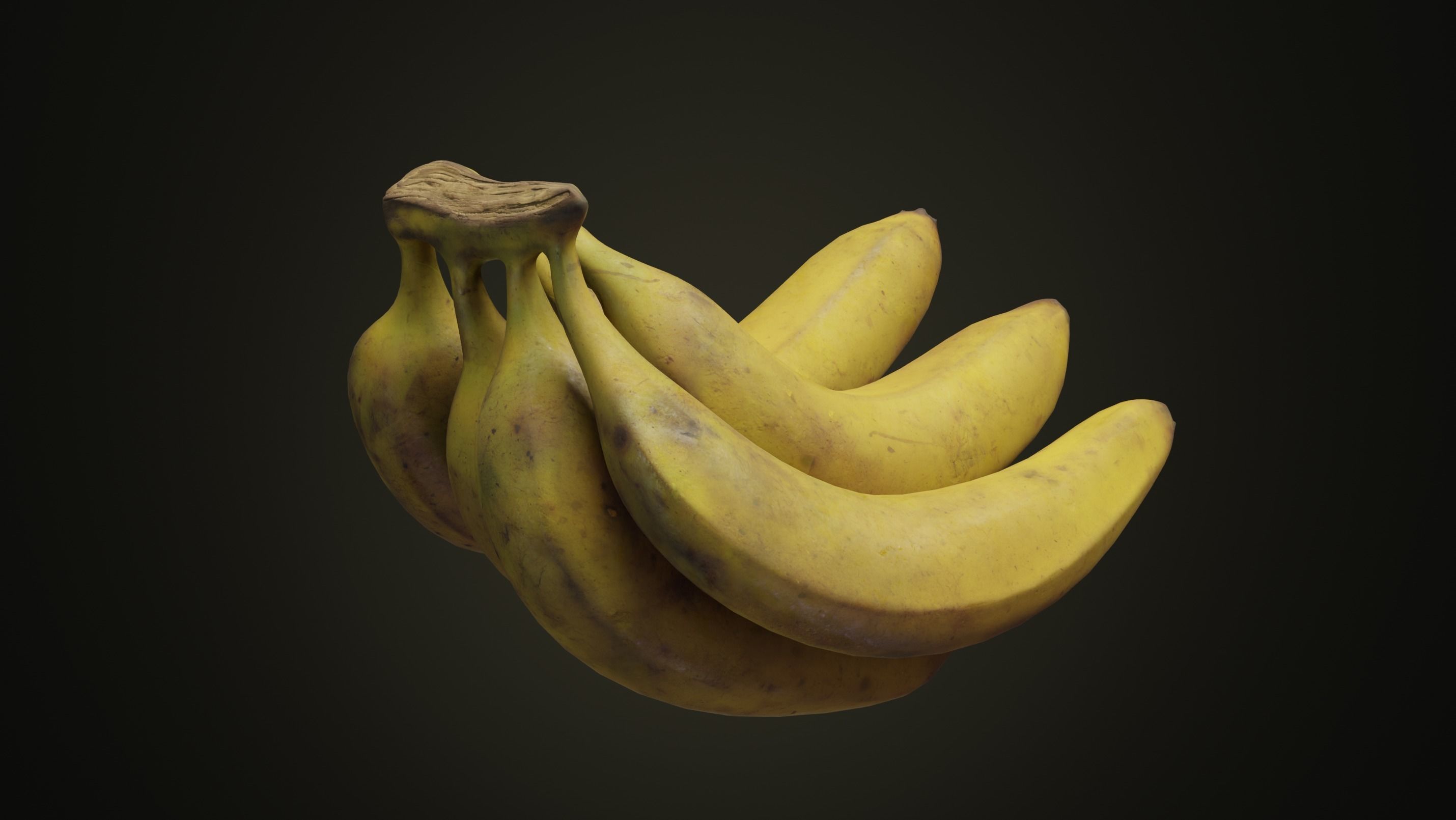 Photorealistic Banana 3D Model - Bunch-of-Six Low-poly 3D model_3