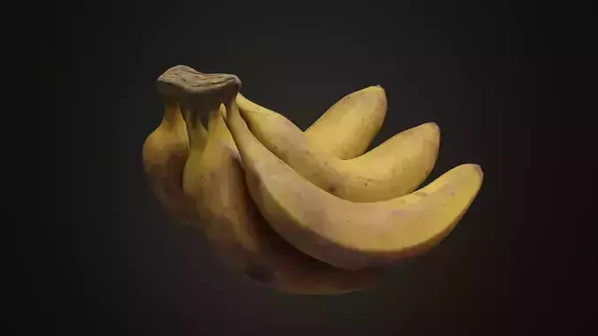 Photorealistic Banana 3D Model - Bunch-of-Six