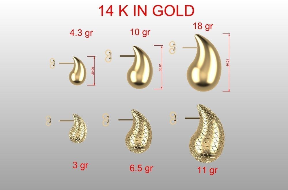 Bottega Veneta Drop Earrings Size pack 3D print model_6