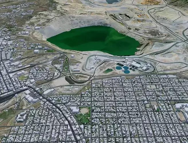 Opencast Mine Silver Bow Creek - Butte Montana USA - 3D Terrain Low-poly 3D model