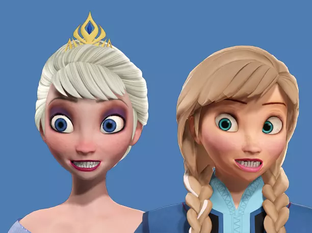 Elsa and Anna Frozen - 3D Fully Rigged 3D model_0