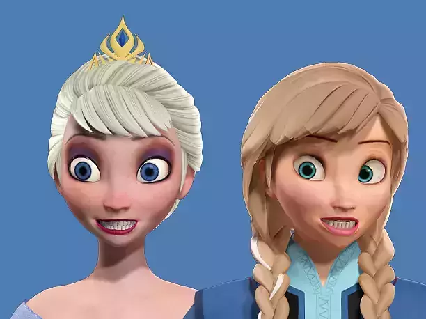 Elsa and Anna Frozen - 3D Fully Rigged 3D model