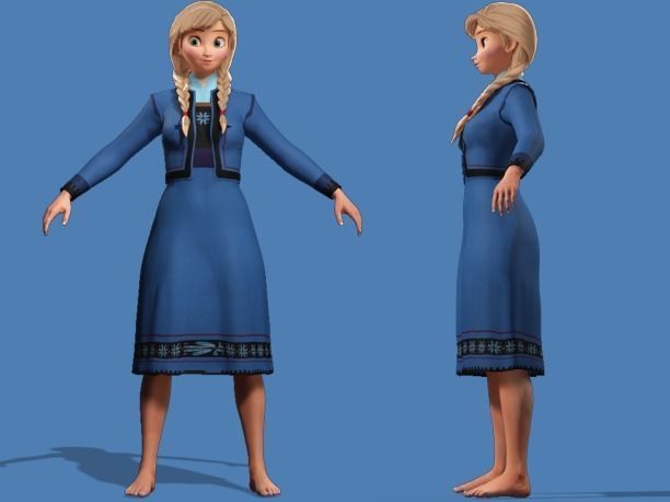 Elsa and Anna Frozen - 3D Fully Rigged 3D model_5
