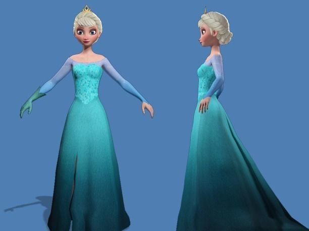 Elsa and Anna Frozen - 3D Fully Rigged 3D model_8