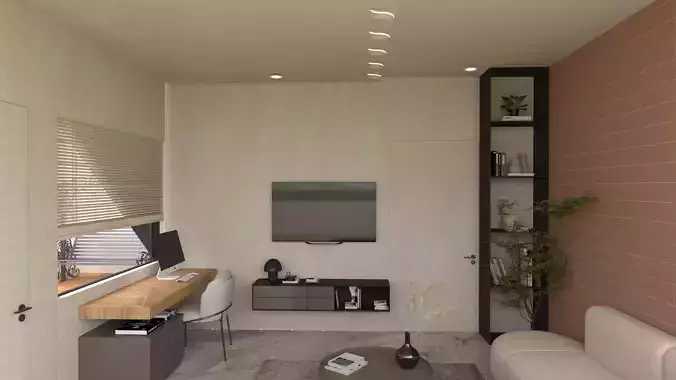 3D MODEL FOR LIVING AND BEDROOM