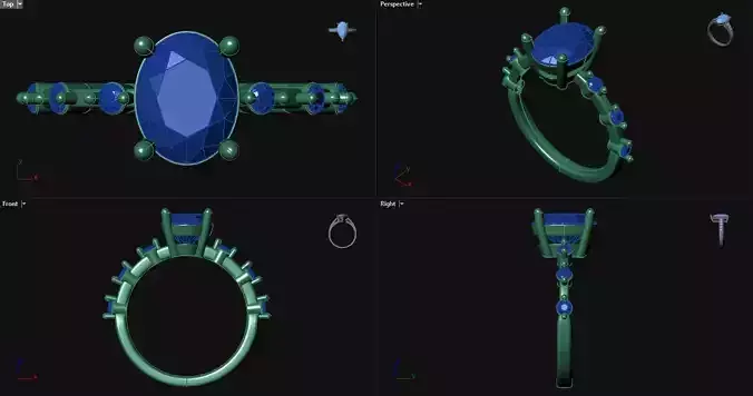 Diamond Oval Engagement Ring with accent stones 